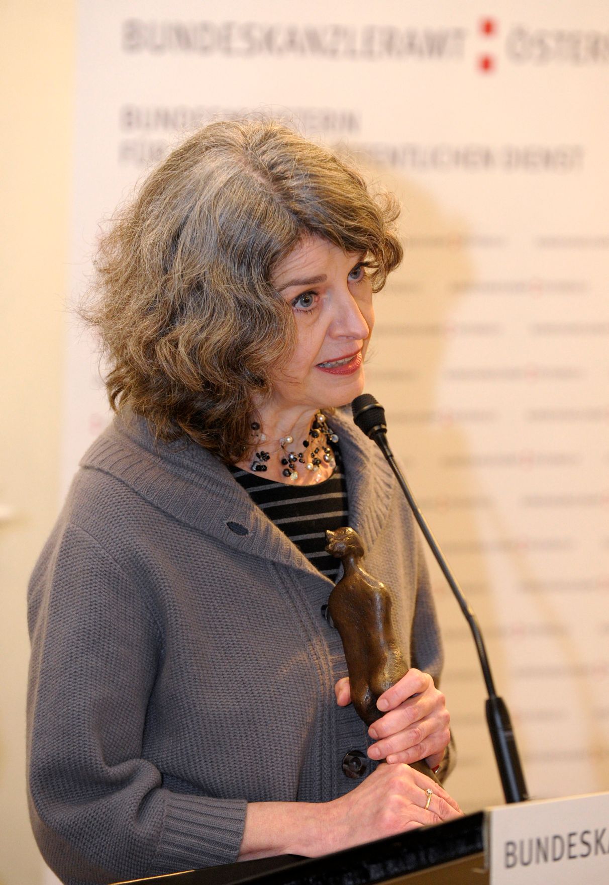 Am 23. Oktober 2013 lud Frauenministerin Gabriele Heinisch-Hosek zur Verleihung des Frauen-Lebenswerk-Preises 2013 sowie des K&auml;the Leichter Preises 2013 ins Bundeskanzleramt. Im Bild Preistr&auml;gerin Cornelia Klinger bei ihren Dankesworten.