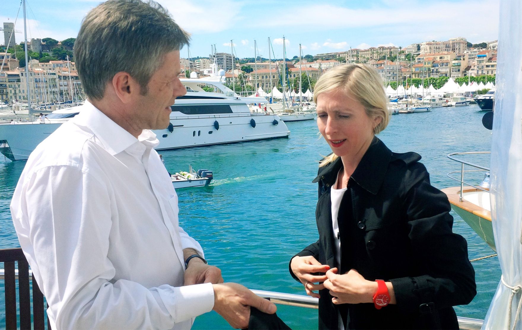 Am 16. Mai 2014 besuchte Bundesminister Josef Ostermayer die Weltpremiere des &Ouml;sterreichischen Filmes &bdquo;Amour Fou&ldquo; bei den Filmfestspielen in Cannes. Im Bild Josef Ostermayer (l.) mit der Filmregisseurin Jessica Hausner (r.).
