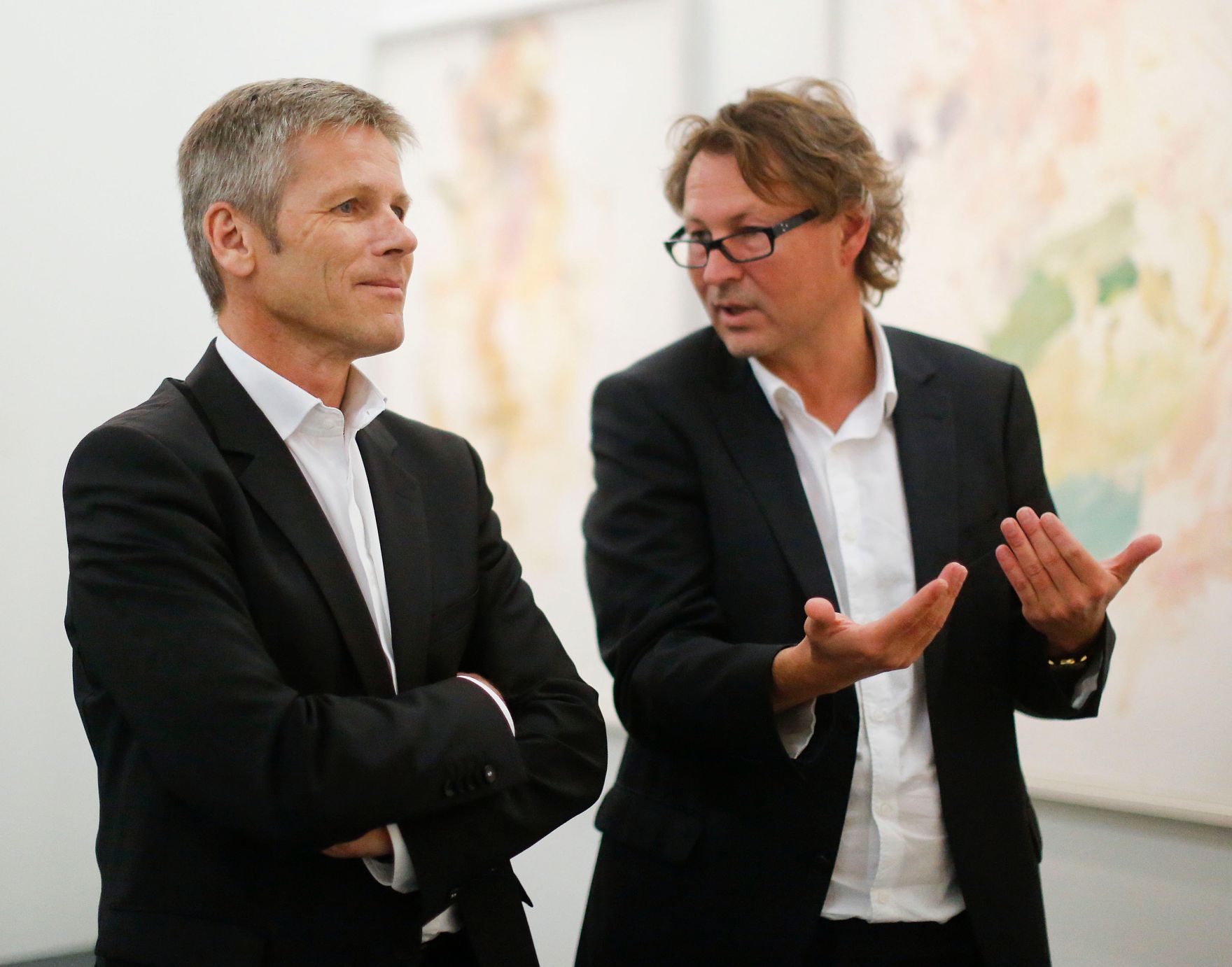 Am 27. August 2014 besuchte Kunst- und Kulturminister Josef Ostermayer (l.) die Kunsthalle Krems. Im Bild mit dem Direktor der Kunsthalle Krems, Hans-Peter Wipplinger (r.).