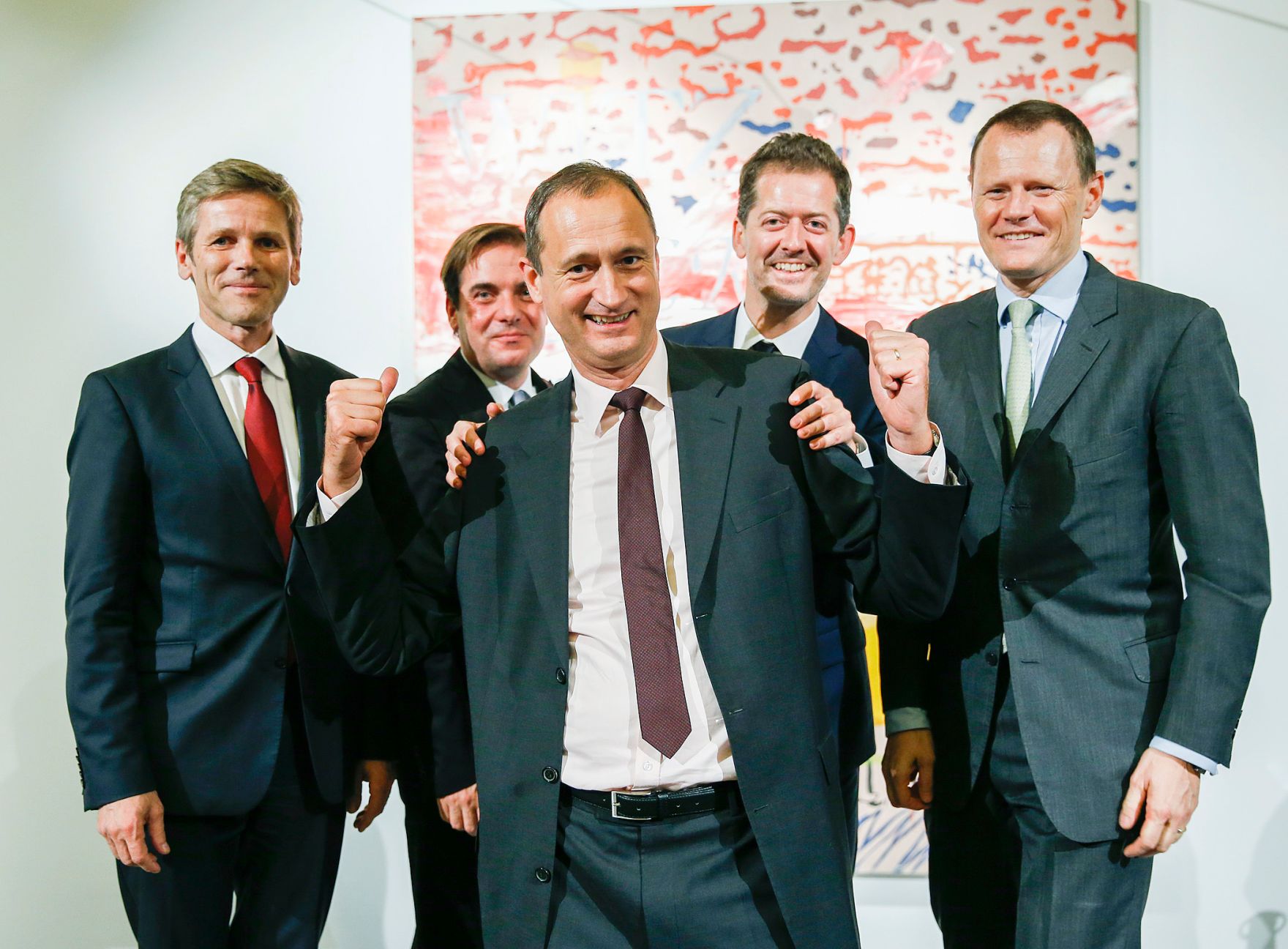 Am 17. November 2014 er&ouml;ffnete Kunst- und Kulturminister Josef Ostermayer (l.) die Vienna Art Week 2014. Im Bild mit dem Chefredakteur Die Presse Rainer Nowak (m.l.), dem k&uuml;nstlerischer Leiter VIENNA ART WEEK Robert Punkenhofer (m.r.), dem Pr&auml;sident Art Cluster Vienna Martin B&ouml;hm (r.) und dem Stadtrat f&uuml;r Kultur und Wissenschaft Andreas Mailath-Pokorny (m.).