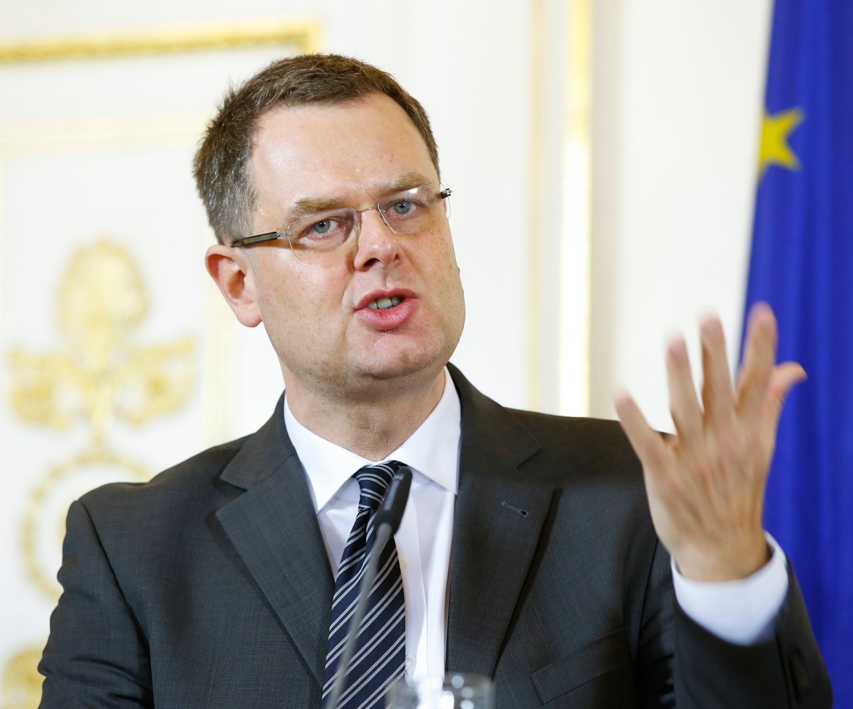 Am 22. Dezember 2014 hielt Kunst- und Kulturminister Josef Ostermayer gemeinsam mit Staatssekret&auml;r Harald Mahrer, Schauspieler Harald Krassnitzer und Harald Katzmair (im Bild) von FAS.research eine Pressekonferenz zum Thema &quot;Der neue Wiener Kongress&quot;.