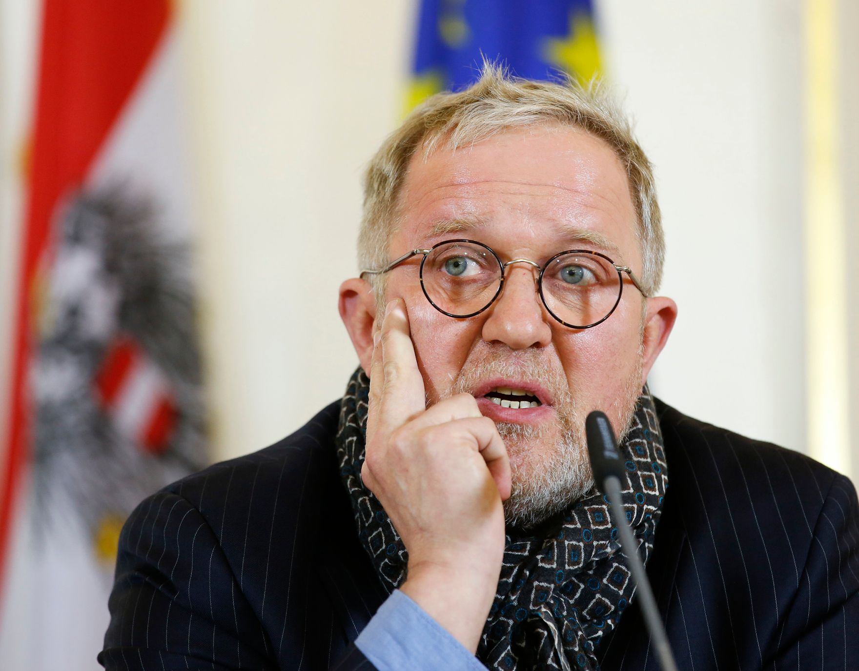 Am 22. Dezember 2014 hielt Kunst- und Kulturminister Josef Ostermayer gemeinsam mit Staatssekret&auml;r Harald Mahrer, Schauspieler Harald Krassnitzer (im Bild) und Harald Katzmair von FAS.research eine Pressekonferenz zum Thema &quot;Der neue Wiener Kongress&quot;.