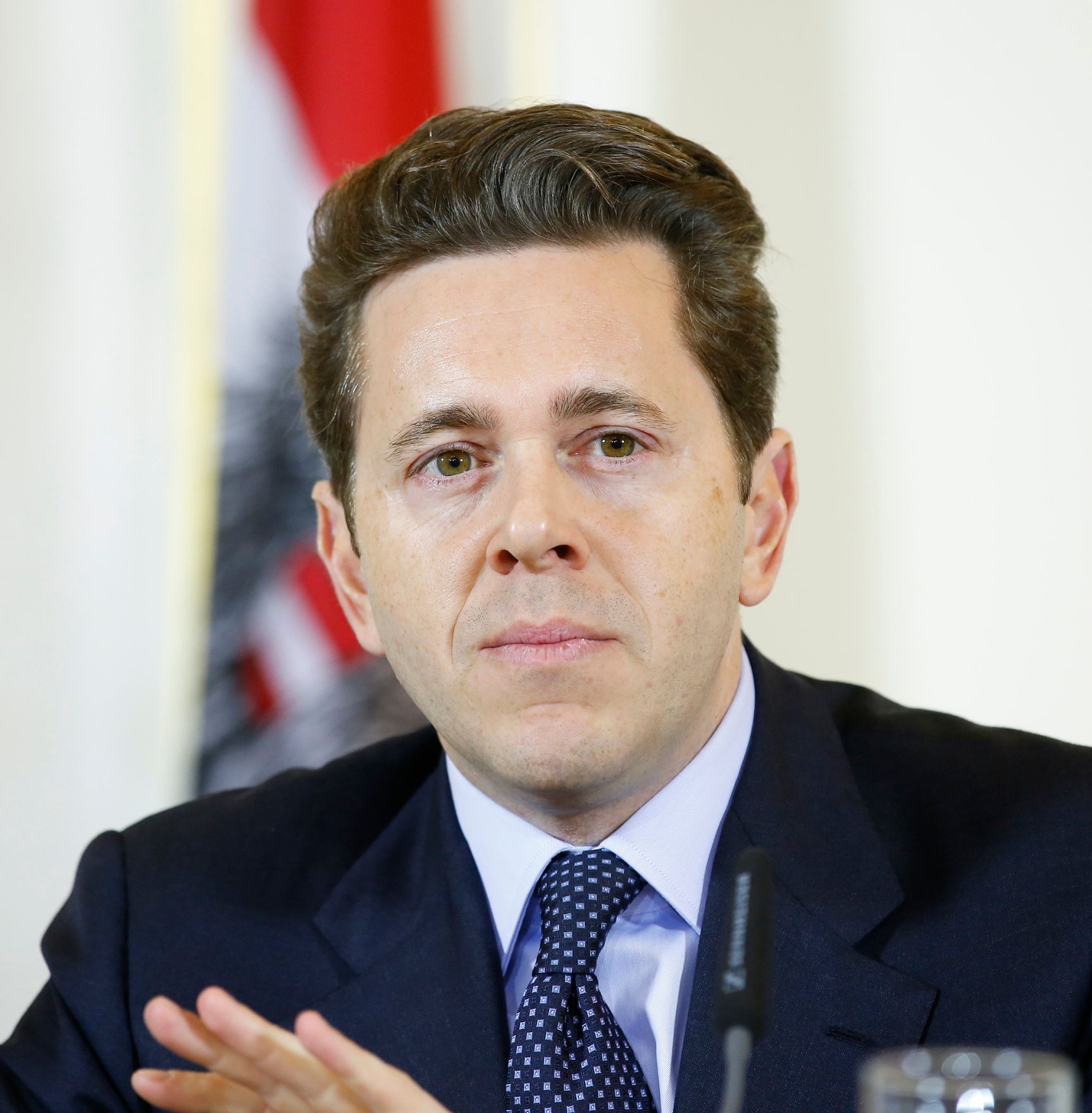 Am 22. Dezember 2014 hielt Kunst- und Kulturminister Josef Ostermayer gemeinsam mit Staatssekret&auml;r Harald Mahrer (im Bild), Schauspieler Harald Krassnitzer und Harald Katzmair von FAS.research eine Pressekonferenz zum Thema &quot;Der neue Wiener Kongress&quot;.