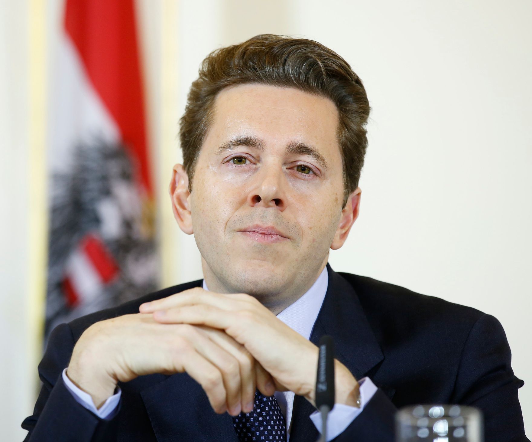 Am 22. Dezember 2014 hielt Kunst- und Kulturminister Josef Ostermayer gemeinsam mit Staatssekret&auml;r Harald Mahrer (im Bild), Schauspieler Harald Krassnitzer und Harald Katzmair von FAS.research eine Pressekonferenz zum Thema &quot;Der neue Wiener Kongress&quot;.