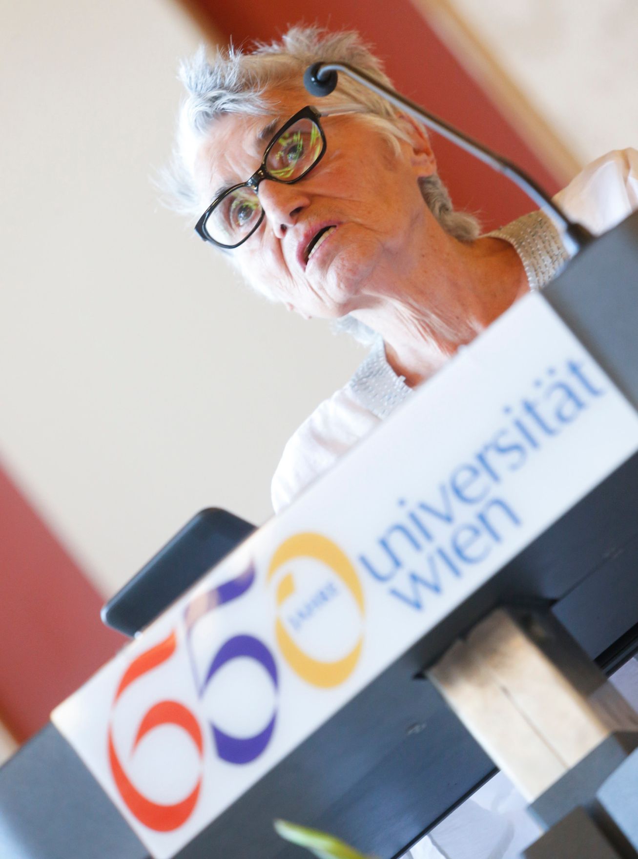 Am 11. Juni 2015 sprach Kunst- und Kulturminister Josef Ostermayer bei der Verleihung der Ehrendoktorw&uuml;rde an Ruth Kl&uuml;ger (im Bild).