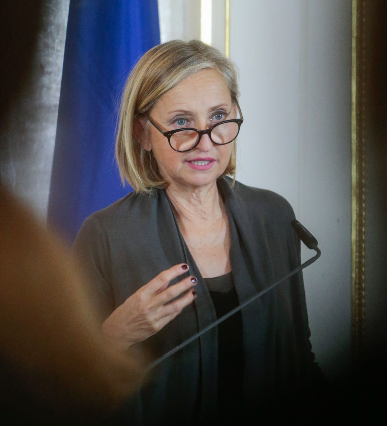 Am 14. Dezember 2015 fand im Bundeskanzleramt eine Pressekonferenz zur 15. Architektur-Biennale in Venedig 2016 statt. Im Bild die Kommiss&auml;rin des &Ouml;sterreich-Beitrages: &quot;Orte f&uuml;r Menschen&quot; Elke Delugan-Meissl.