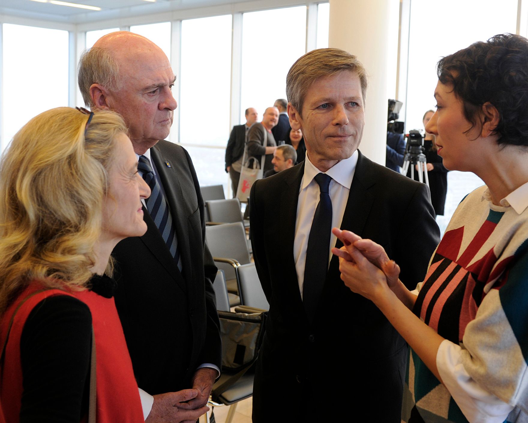 Am 16. Dezember 2015 fand im Ringturm die Nominierungspressekonferenz des &Ouml;sterreichischen Filmpreises statt. Im Bild (v.l.n.r.) Kathrin Zechner, Fernsehdirektorin des ORF, Erwin Pr&ouml;ll, Landeshauptmann von Nieder&ouml;sterreich, Kunst- und Kulturminister Josef Ostermayer und Ursula Strauss, Pr&auml;sidentin der Akademie des &Ouml;sterreichischen Films.