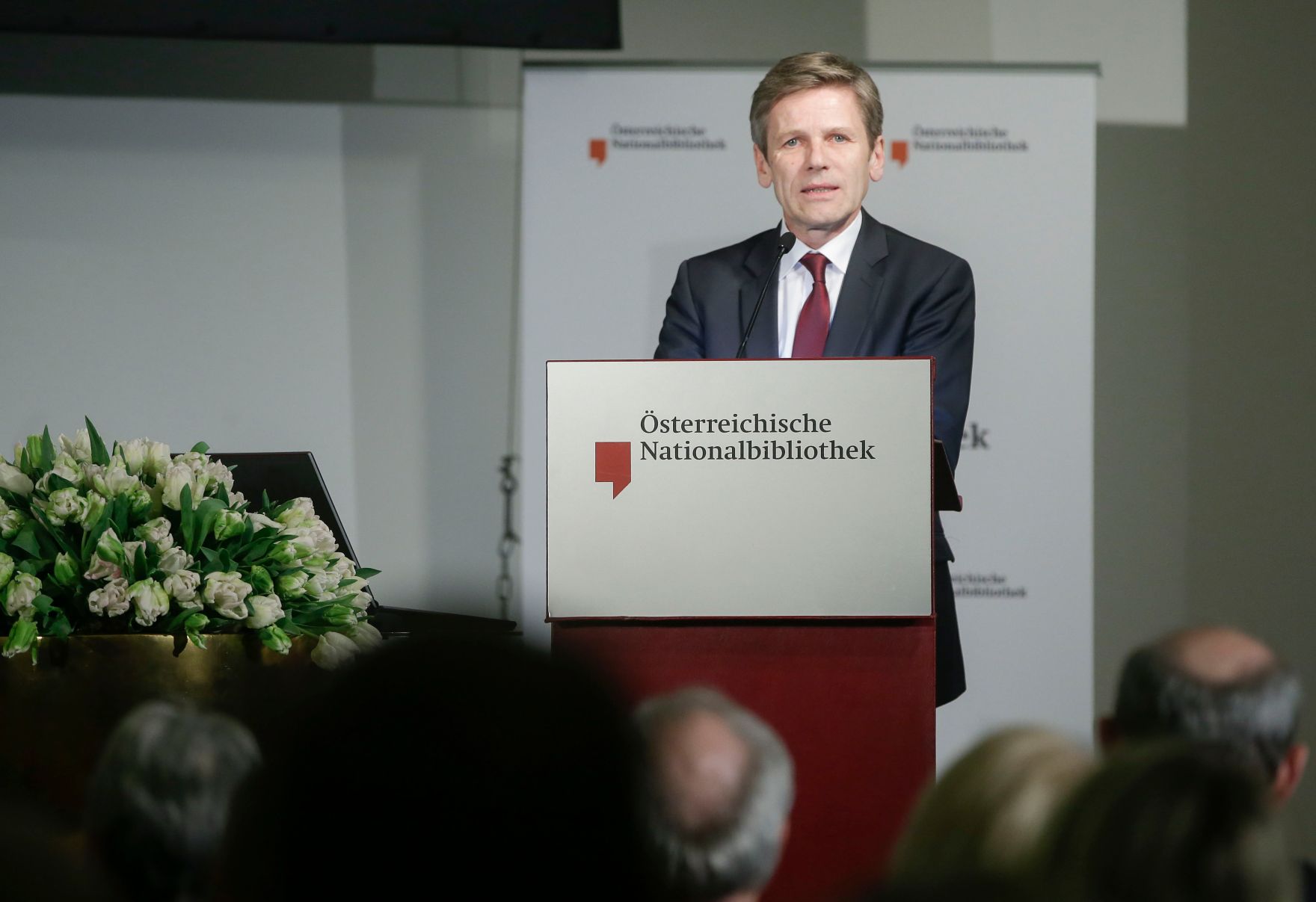 Am 10. M&auml;rz 2016 hielt Kunst- und Kulturminister Josef Ostermayer (im Bild) eine Ansprache bei der Ausstellungser&ouml;ffnung &quot;Der ewige Kaiser. Franz Joseph I. 1830-1916&quot; in der &Ouml;sterreichischen Nationalbibliothek.