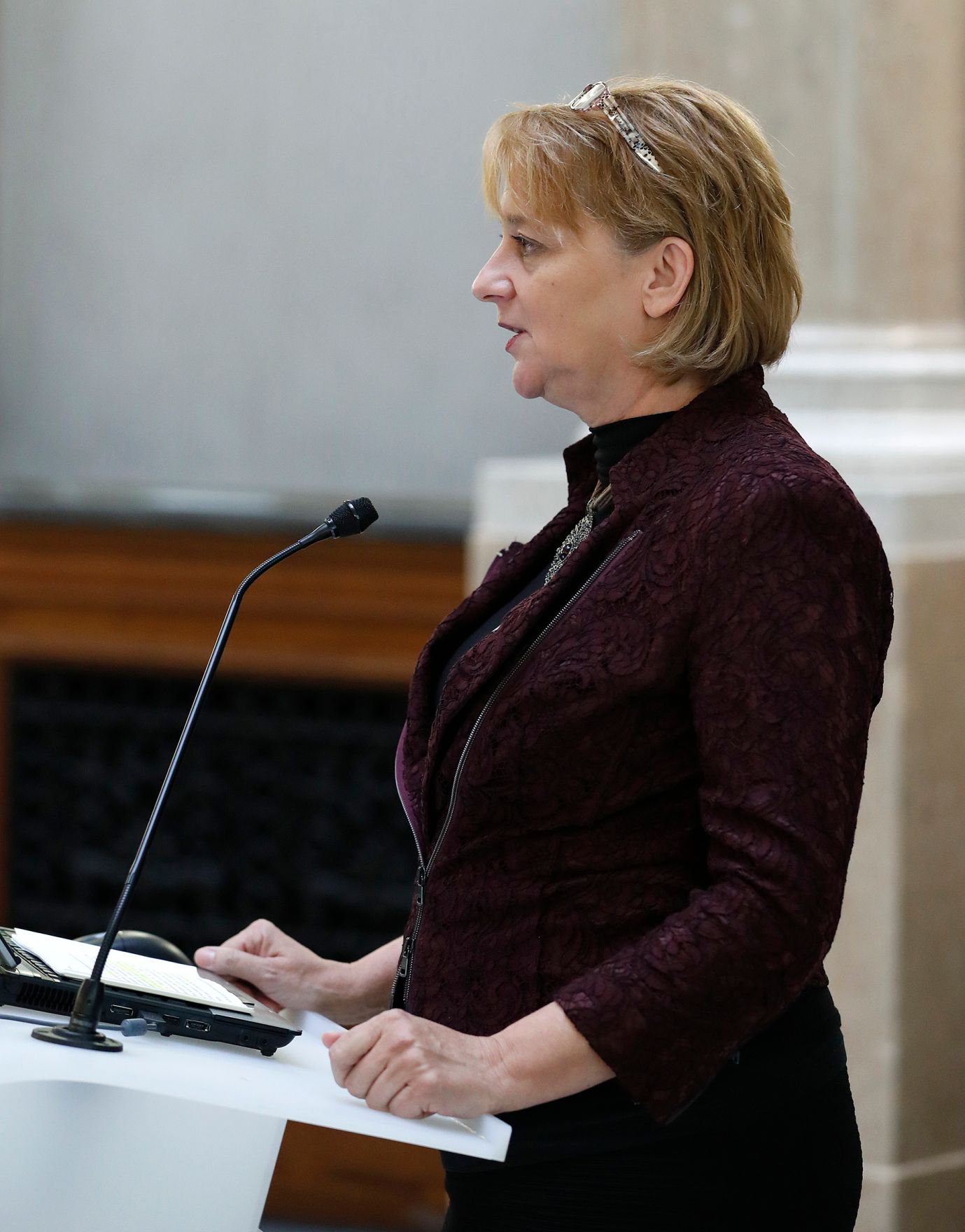 Am 6. Oktober fand die Auftaktveranstaltung zum &Ouml;sterreichischen Verwaltungspreis 2017 statt. Im Bild Ursula Rosenbichler bei ihrem Beitrag zum Thema "Der 7. Verwaltungspreis - Umsetzungserfolge".