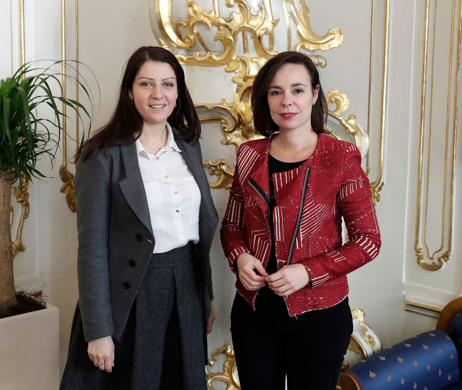 Am 14. Februar 2017 empfing Staatssekret&auml;rin Muna Duzdar (l.) die Pr&auml;sidentin des &Ouml;sterreichischen Patentamts Mariana Karepova (r.) zu einem Arbeitsgespr&auml;ch.