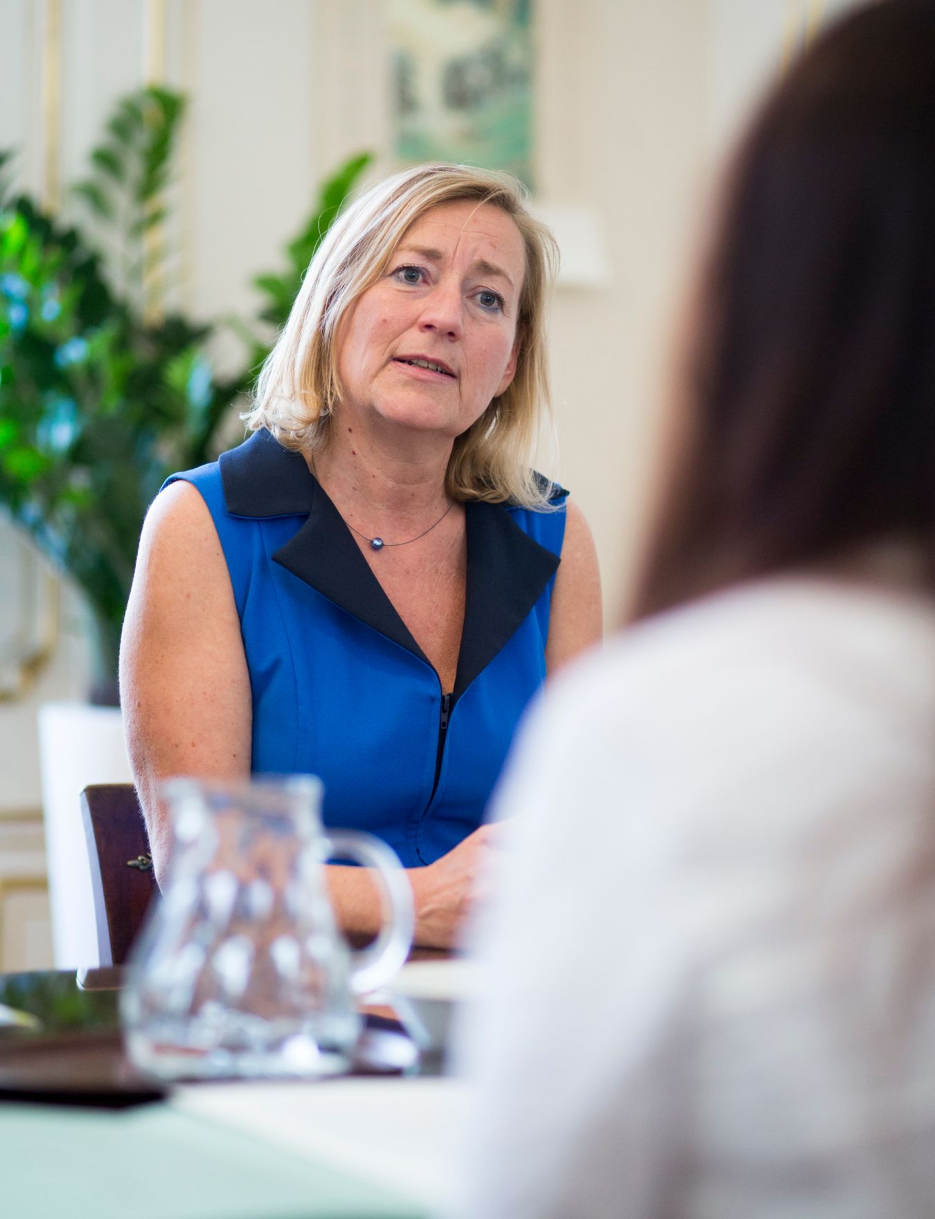 Am 18. Mai 2017 empfing Staatssekret&auml;rin Muna Duzdar die Gesch&auml;ftsf&uuml;hrerin von &quot;Globale Verantwortung&quot; Annelies Vilim (im Bild) zu einem Arbeitsgespr&auml;ch.