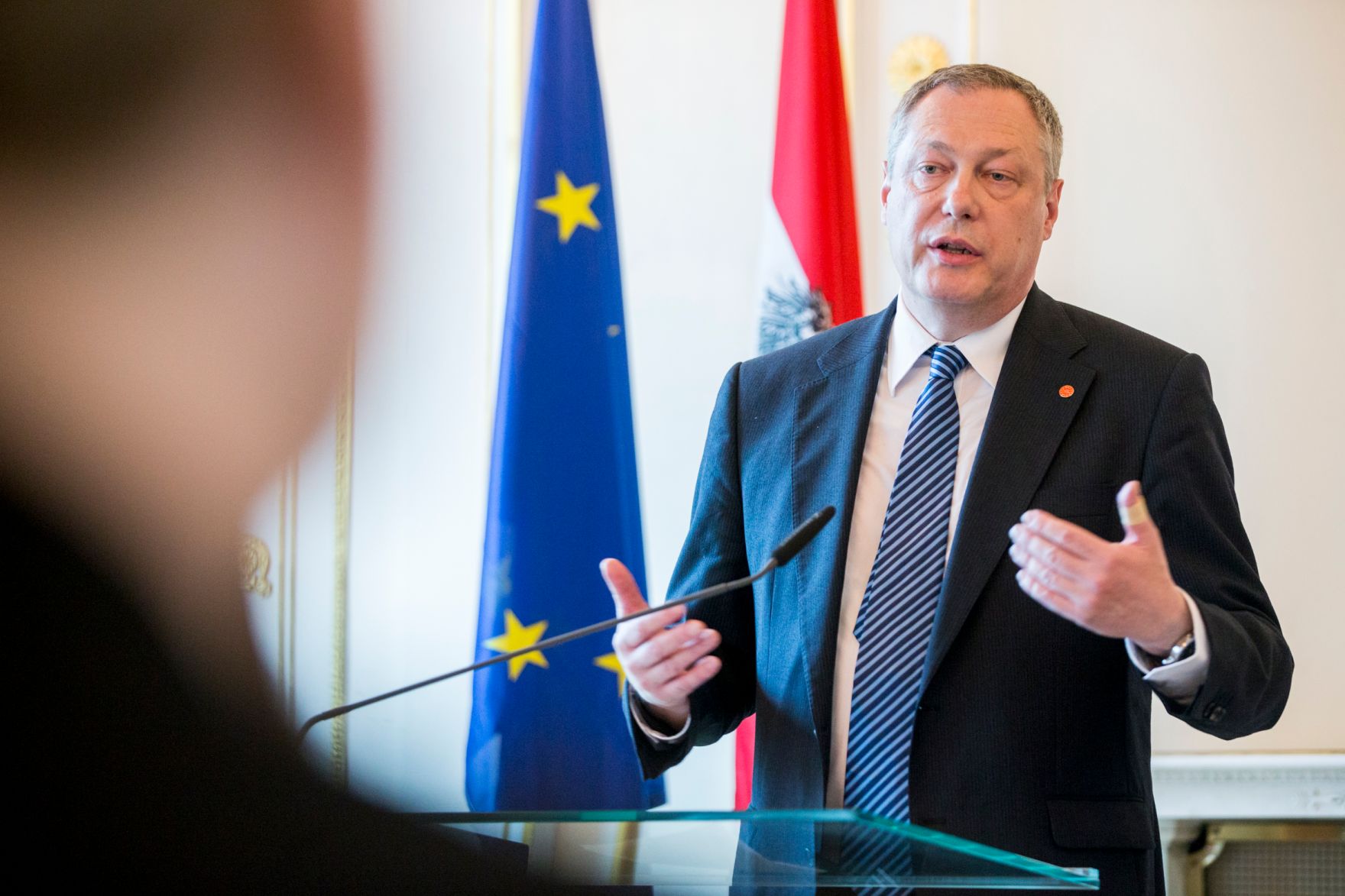 Am 24. Mai 2017 &uuml;berreichte Staatssekret&auml;rin Muna Duzdar das Gro&szlig;e Ehrenzeichen f&uuml;r Verdienste um die Republik &Ouml;sterreich an Heinz Vettermann (im Bild).