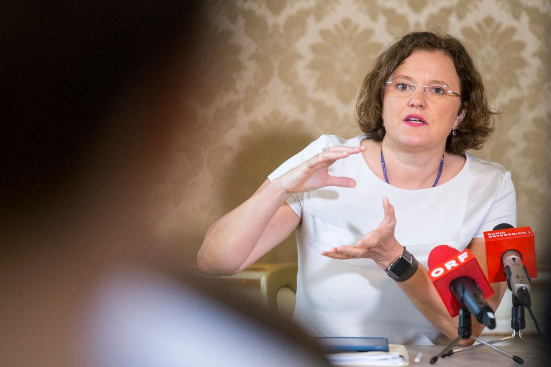 Am 10. Juli 2017 gab Staatssekret&auml;rin Muna Duzdar gemeinsam mit Agnes Streissler-F&uuml;hrer (im Bild), Mitglied der Bundesgesch&auml;ftsf&uuml;hrung der GPA-djp, ein Pressegespr&auml;ch zum Thema &quot;Auswirkungen der Digitalisierung auf die Arbeitswelt&quot;.