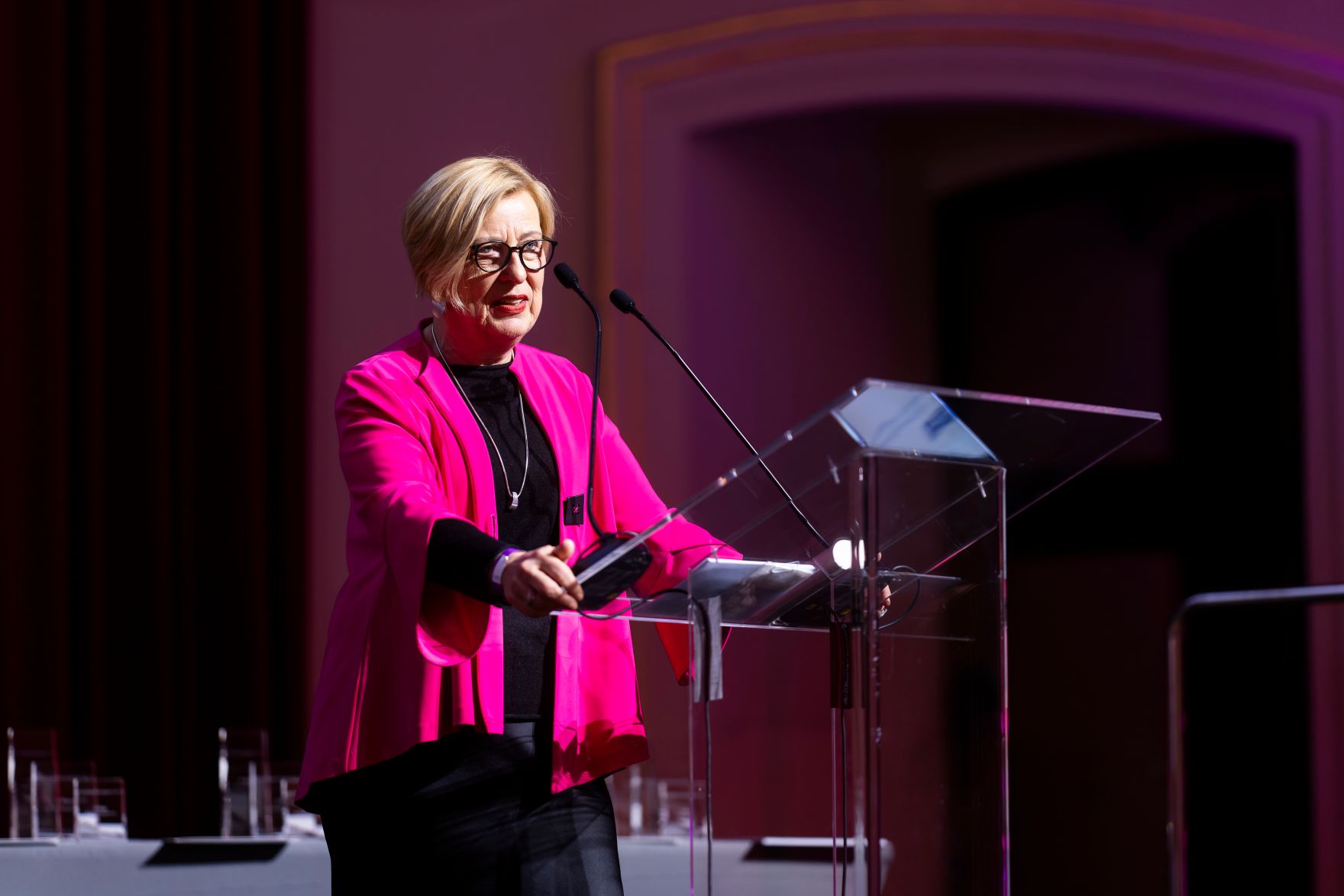 Am 4. Dezember 2024 &uuml;berreichte Staatssekret&auml;rin Claudia Plakolm und Edeltraud Glettler (im Bild) in Vertretung von Bundesminister Johannes Rauch, im Rahmen einer feierlichen Gala, den 2. Staatspreis f&uuml;r freiwilliges und ehrenamtliches Engagement in den Wiener Sofiens&auml;len.