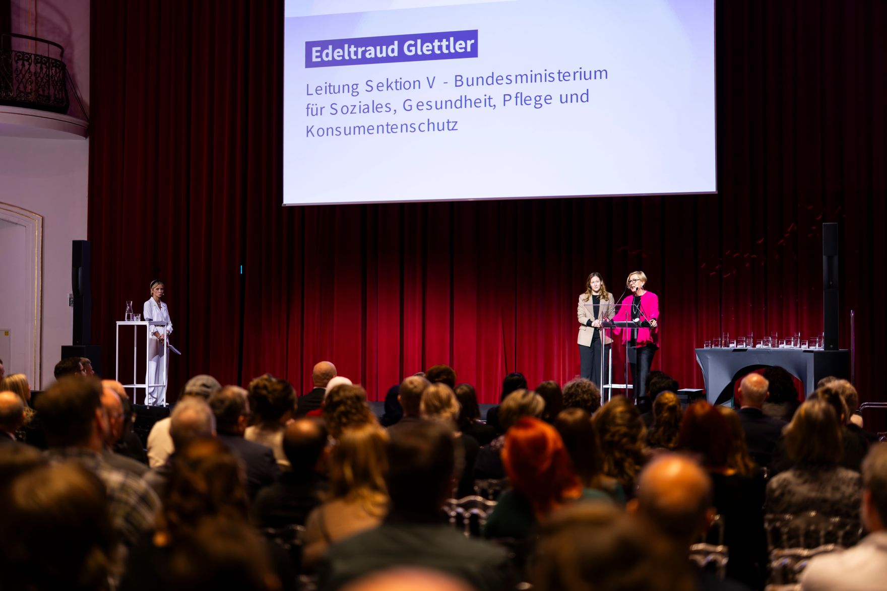 Am 4. Dezember 2024 &uuml;berreichte Staatssekret&auml;rin Claudia Plakolm (2.v.r.) und Edeltraud Glettler (r.) in Vertretung von Bundesminister Johannes Rauch, im Rahmen einer feierlichen Gala, den 2. Staatspreis f&uuml;r freiwilliges und ehrenamtliches Engagement in den Wiener Sofiens&auml;len.