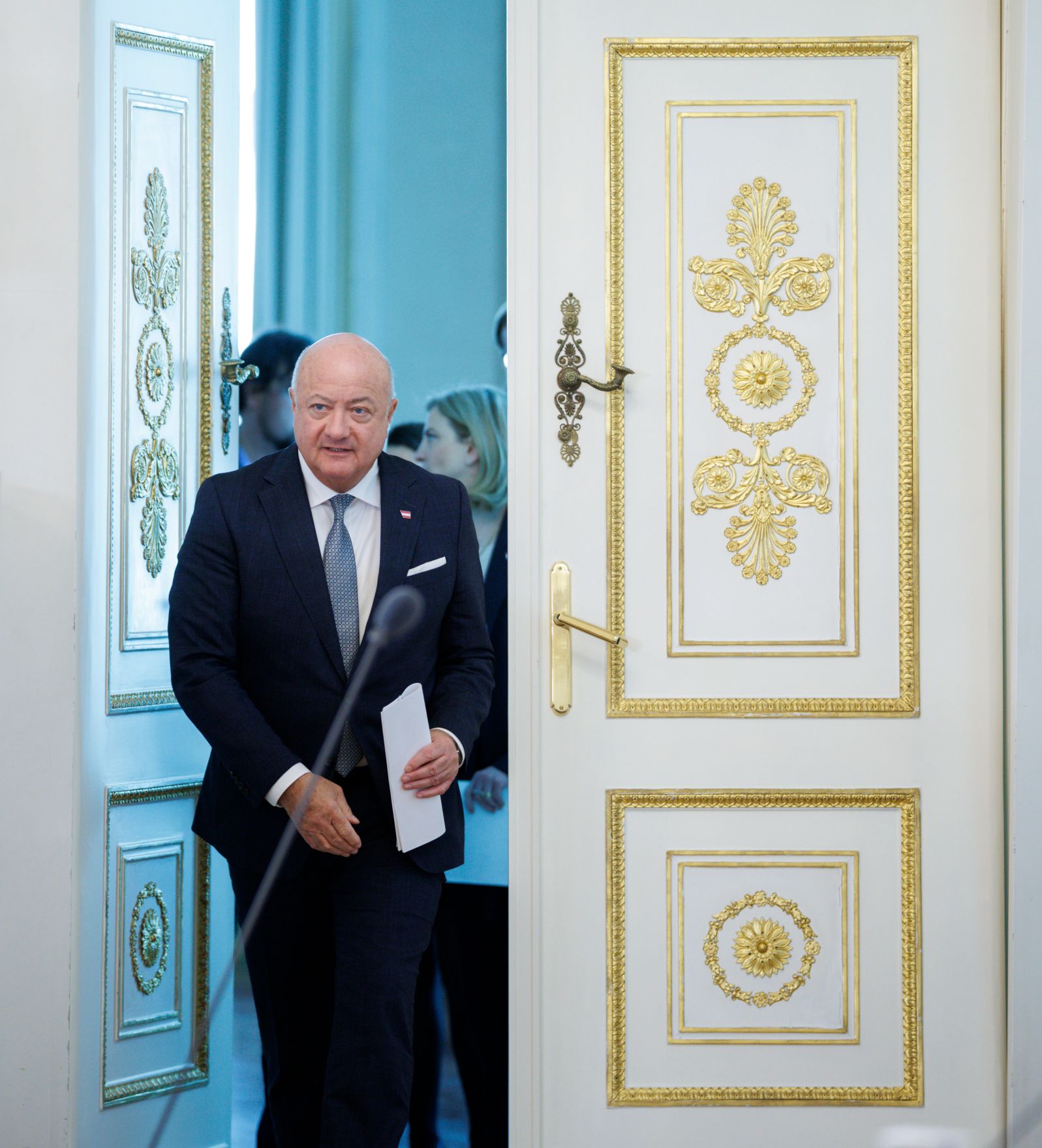 Am 18. M&auml;rz 2025 fand im Bundeskanzleramt die Klausurtagung der Bundesregierung statt. Im Bild Bundeskanzler Christian Stocker bei der anschlie&szlig;enden Pressekonferenz.