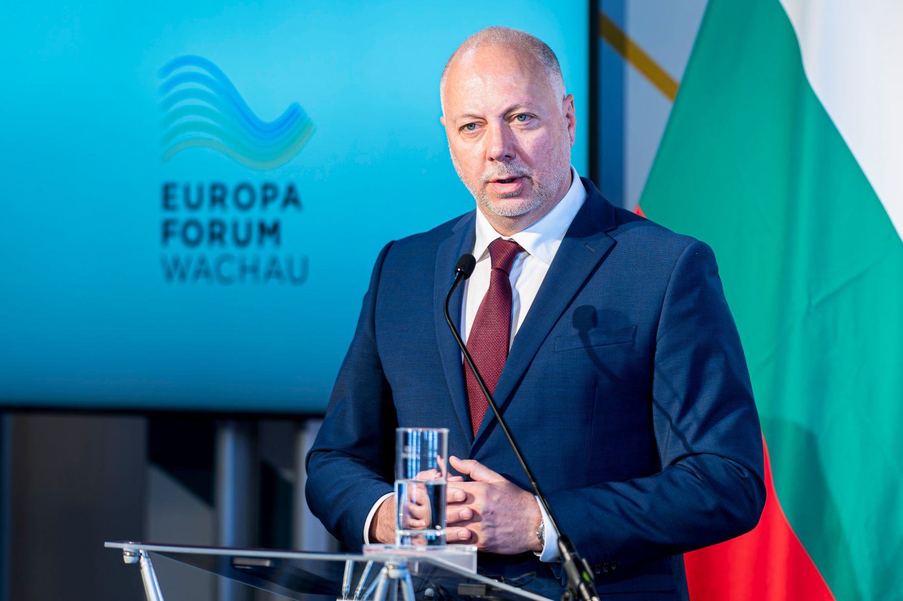 Am 13. Juni 2025 nahm Bundeskanzler Christian Stocker am Europa-Forum Wachau teil. Im Bild Ministerpr&auml;sident von Bulgarien, Rosen Zhelyazkov (im Bild).