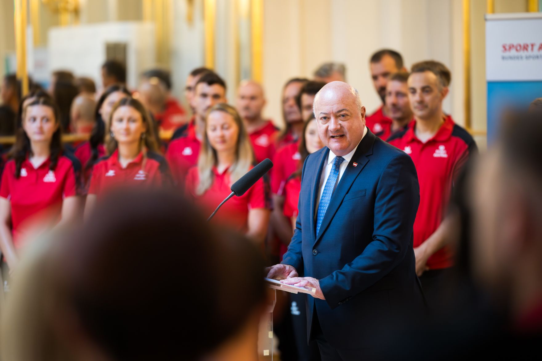 Am 24. Juli 2025 verabschiedete Bundeskanzler Christian Stocker (im Bild) das Team Austria zu den World Games 2025.