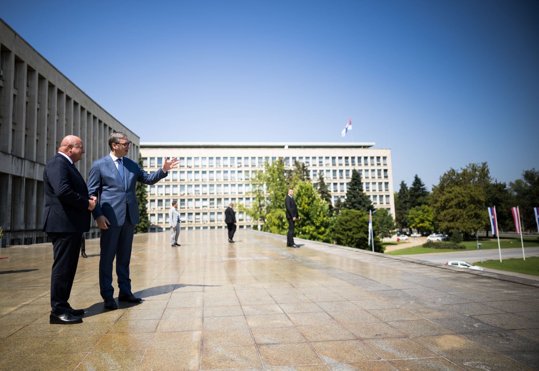 Am 12. August 2025 reiste Bundeskanzler Christian Stocker (l.) zu einem Arbeitsbesuch nach Serbien. Im Bild mit dem serbischen Pr&auml;sidenten Aleksandar Vučić (r.).
