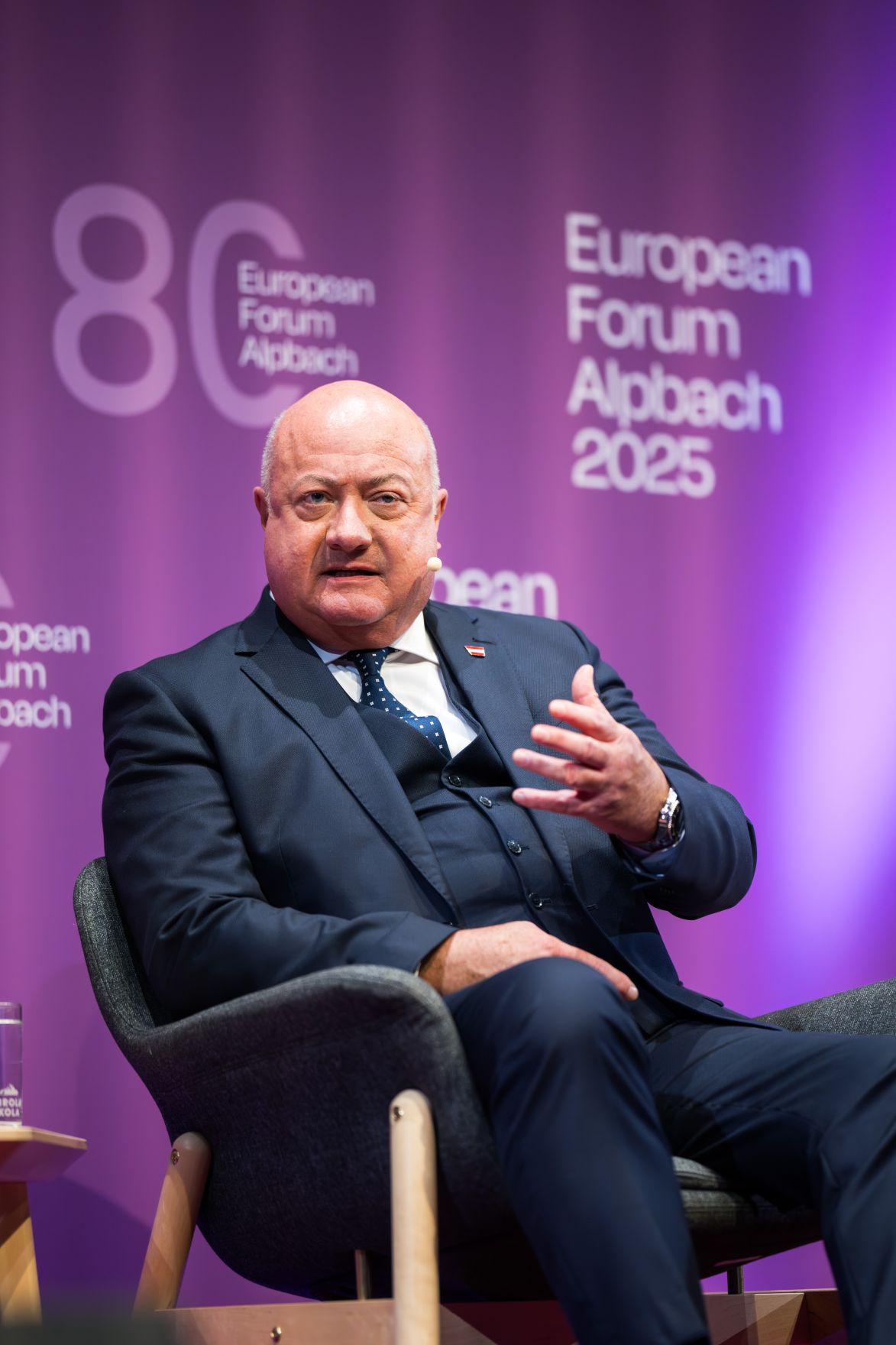 Am 29. August 2025 nahm Bundeskanzler Christian Stocker (im Bild) am mehrt&auml;gigen Forum Alpbach teil.