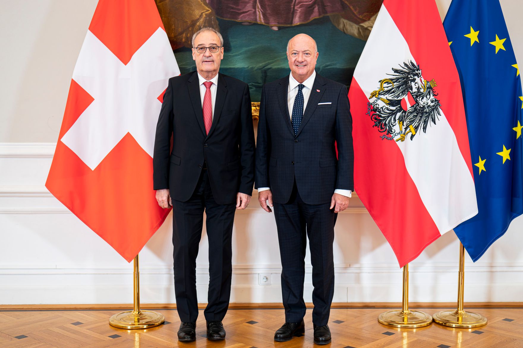 Am 15. J&auml;nner 2026 empfing Bundeskanzler Christian Stocker (r.) den Bundespr&auml;sidenten der Schweiz Guy Parmelin (l.) zu einem Arbeitsgespr&auml;ch.