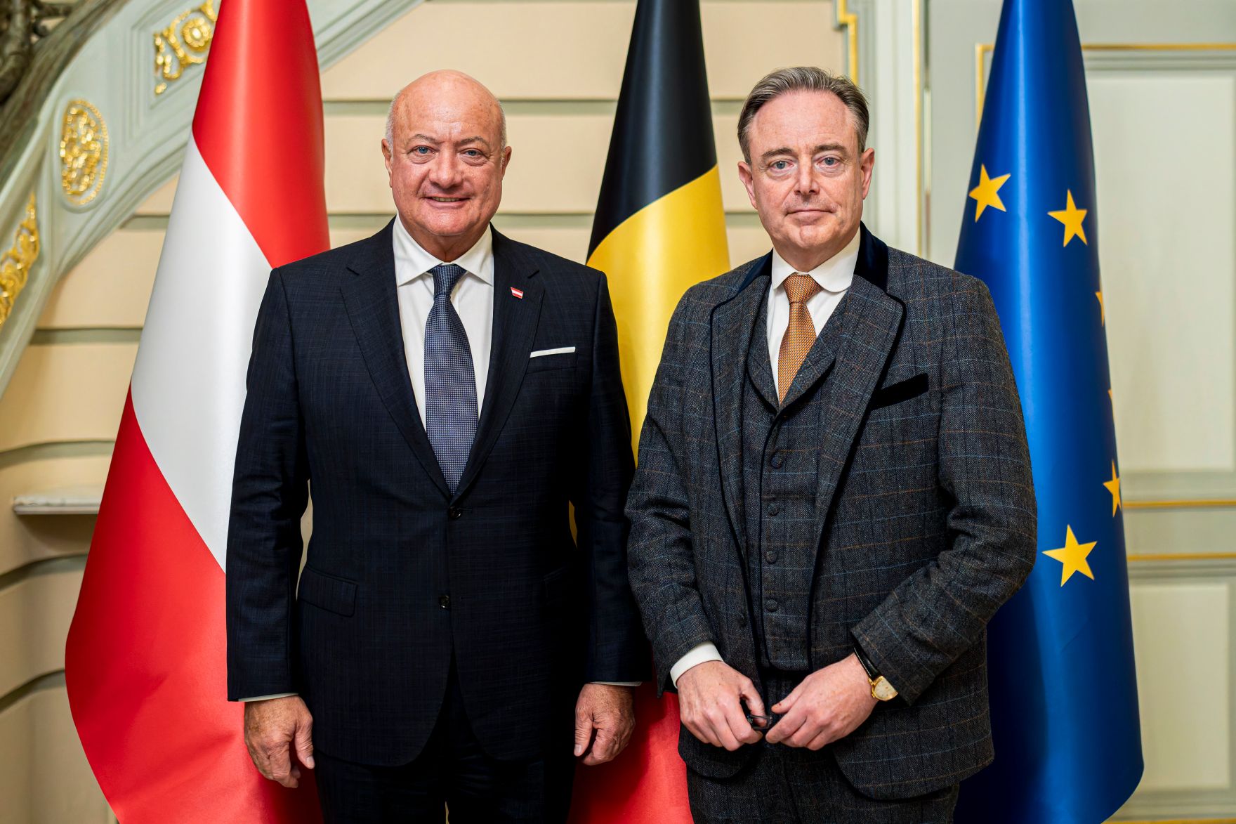 Am 22. J&auml;nner 2026 reiste Bundeskanzler Christian Stocker (l.) nach Br&uuml;ssel und nahm am EU-Sondergipfel teil. Im Bild bei einem Arbeitstreffen mit dem Premierminister von Belgien, Bart De Wever (r.).