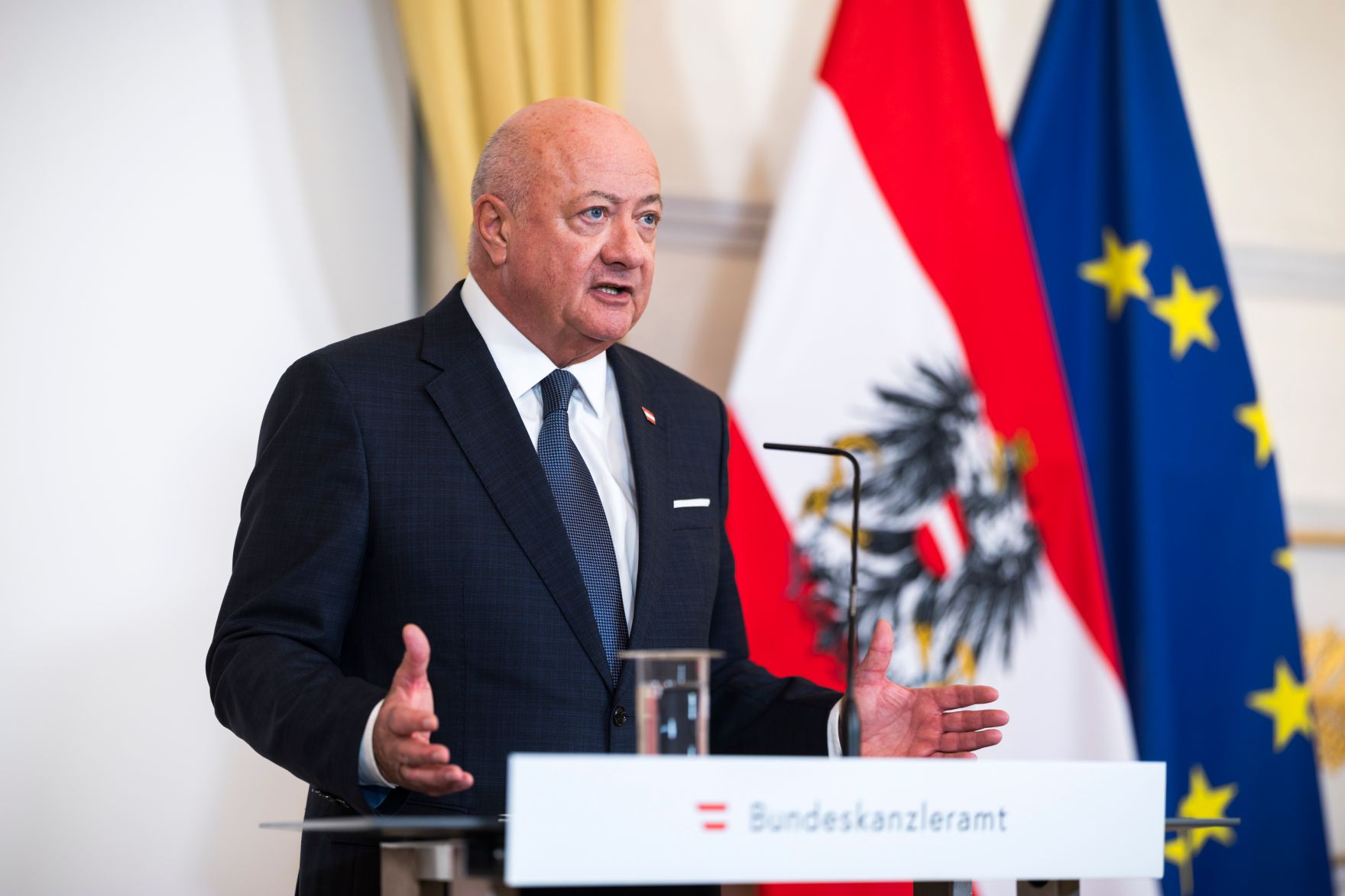 Am 2. M&auml;rz 2026 gab Bundeskanzler Christian Stocker (im Bild) ein Pressestatement zu den aktuellen Entwicklungen im Nahen Osten.