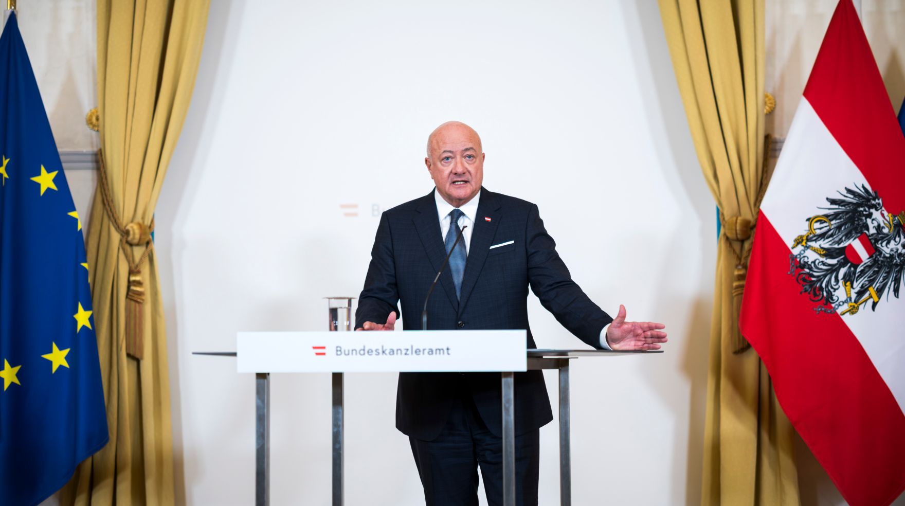 Am 2. M&auml;rz 2026 gab Bundeskanzler Christian Stocker (im Bild) ein Pressestatement zu den aktuellen Entwicklungen im Nahen Osten.