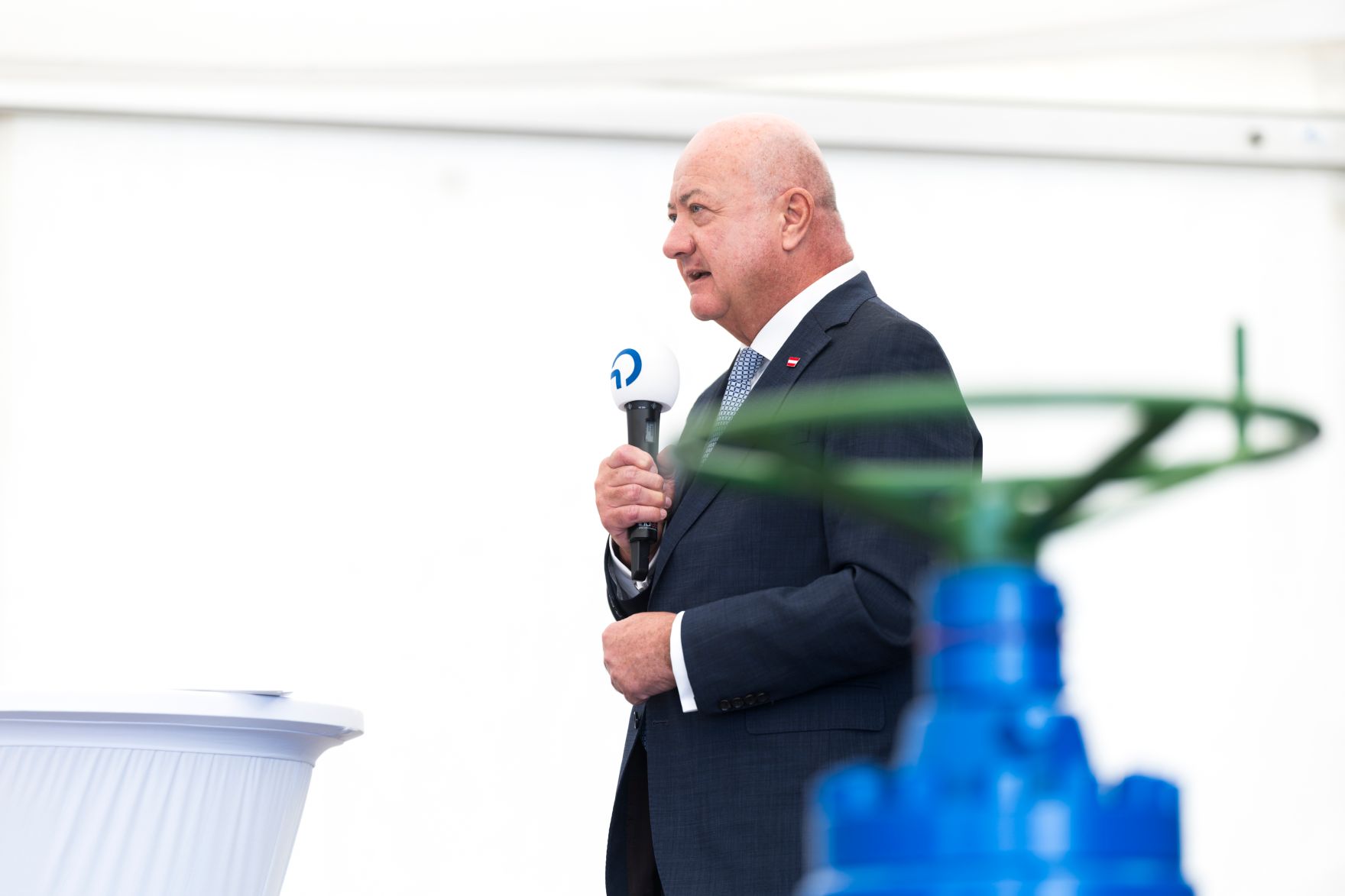 Am 18. Mai 2026 nahm Bundeskanzler Christian Stocker (im Bild) an der Feier zum offiziellen Start der Gasproduktion in Wittau teil.