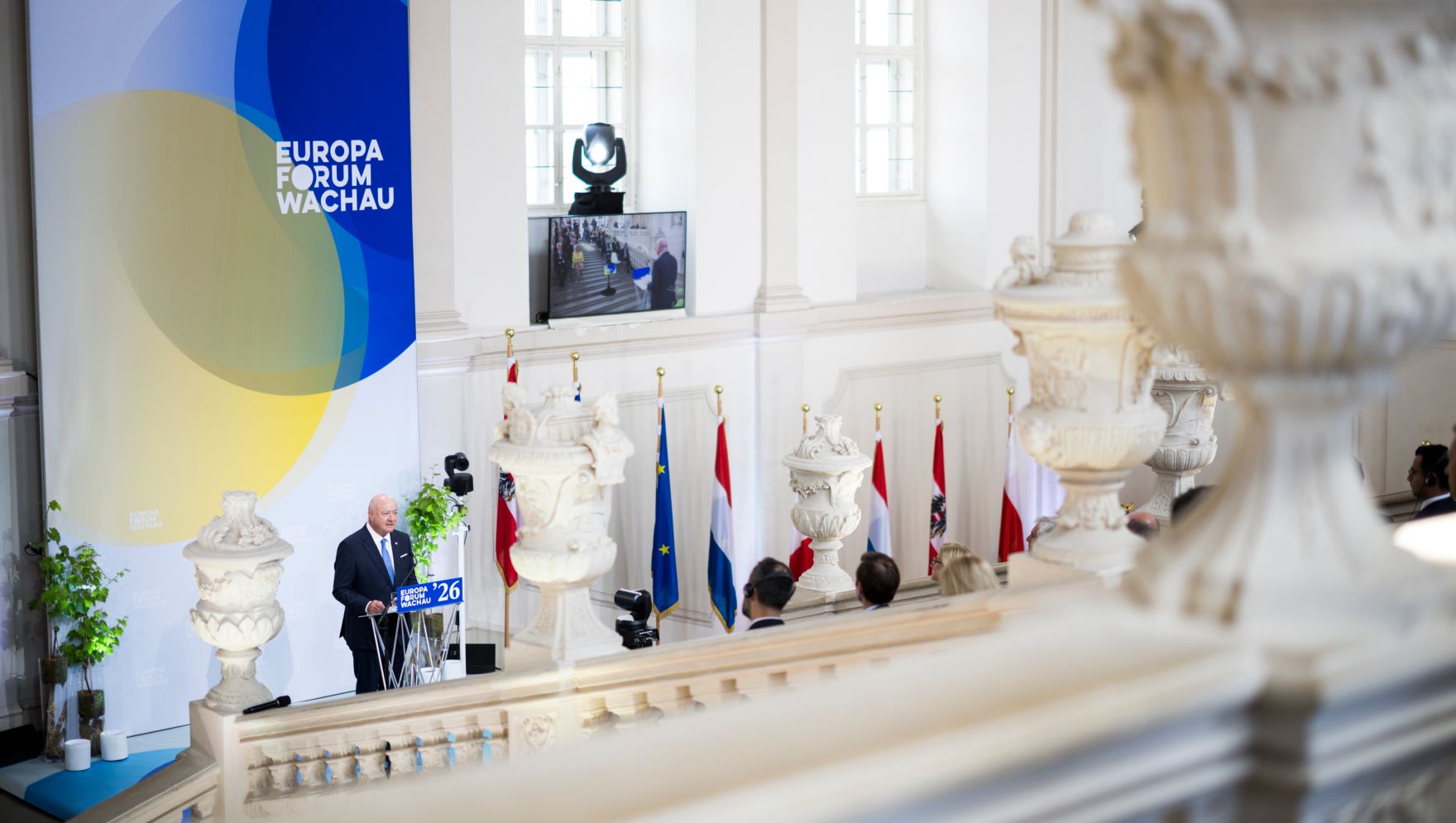 Am 22. Mai 2026 nahm Bundeskanzler Christian Stocker am Europa-Forum Wachau teil.