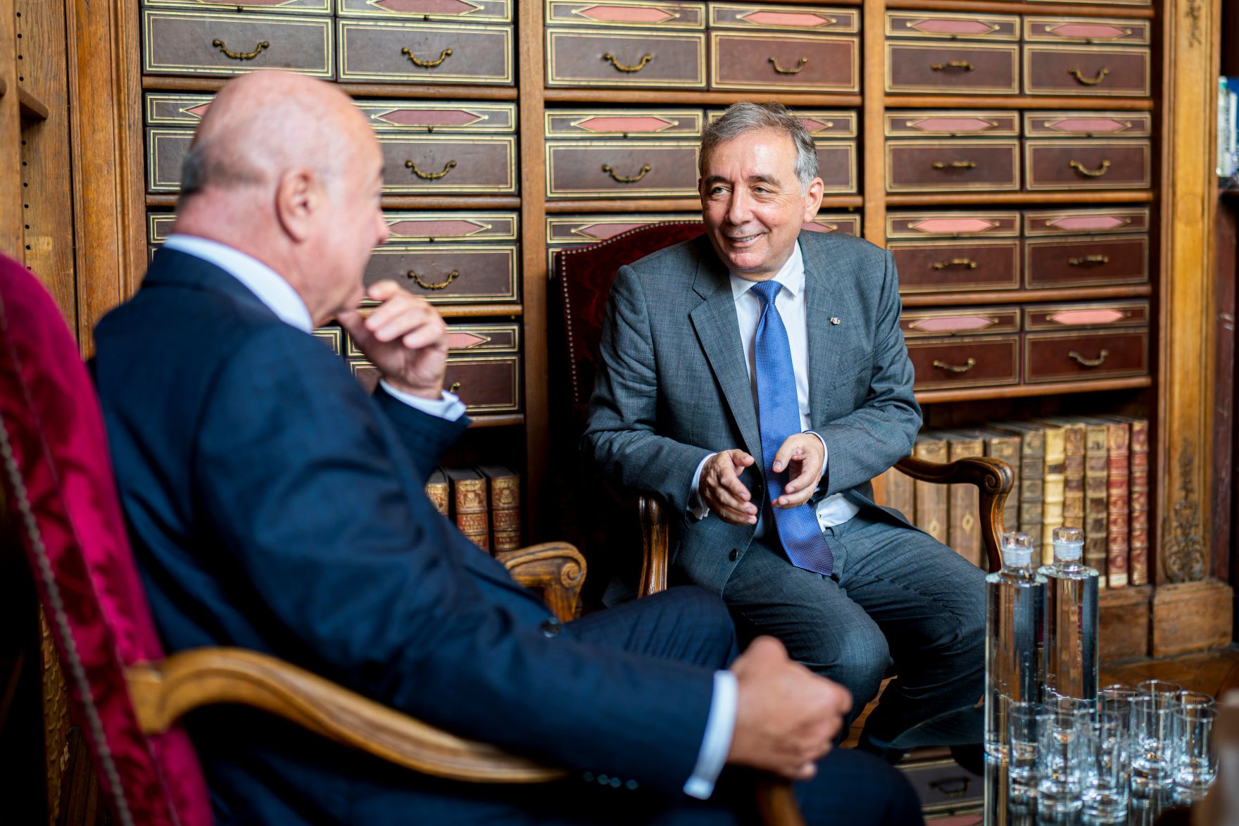 Am 13. Juli 2026 reiste Bundeskanzler Christian Stocker (l.) zu einem mehrt&auml;gigen Arbeitsbesuch nach Paris. Im Bild mit dem Pr&auml;sidenten der Nationalbibliothek von Frankreich, Gilles P&eacute;cout (r.).