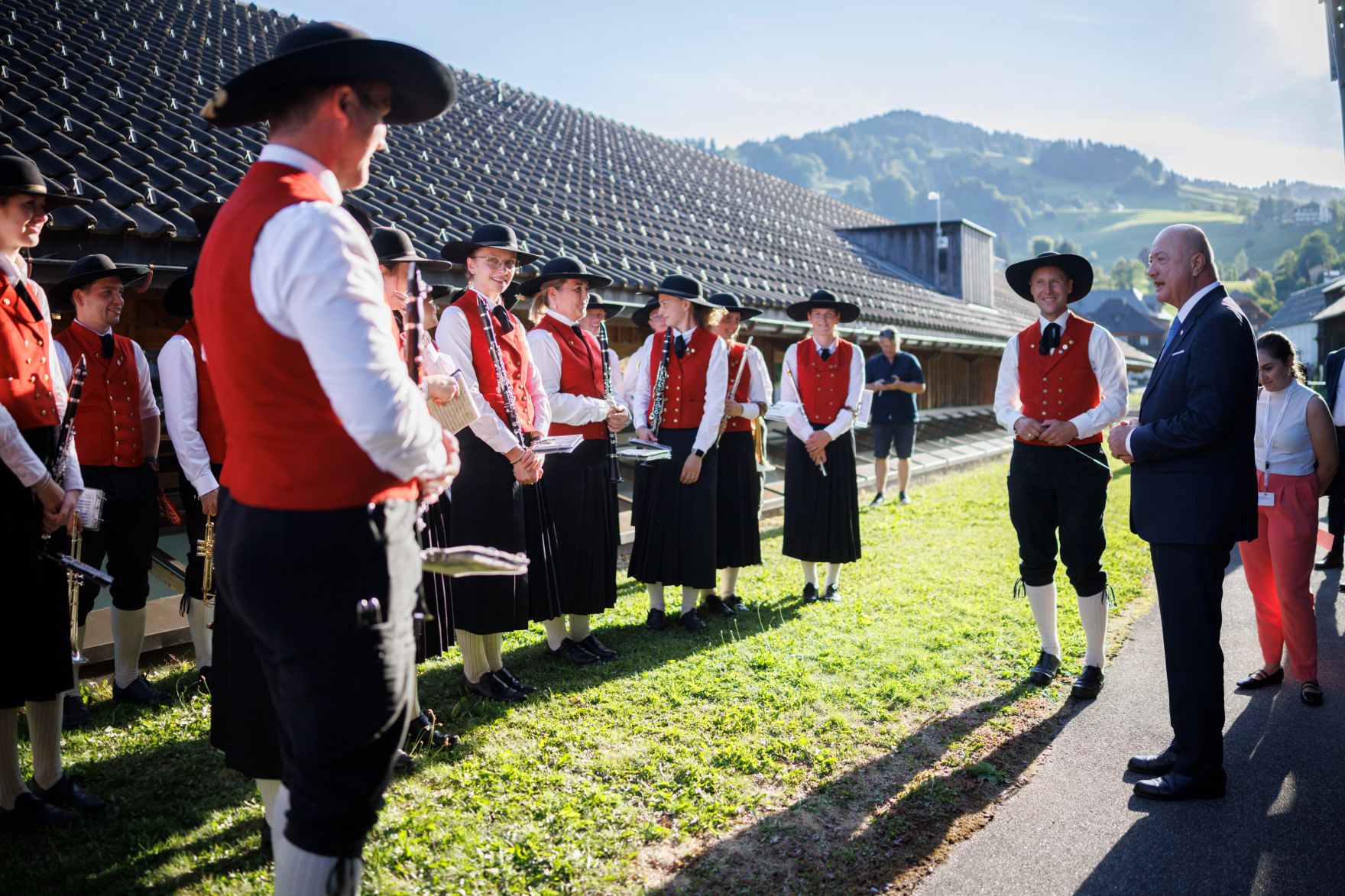 Am 24. Juli 2026 lud Bundeskanzler Christian Stocker (r.) zur Veranstaltung "&Ouml;sterreich im Gespr&auml;ch" in Schwarzenberg.