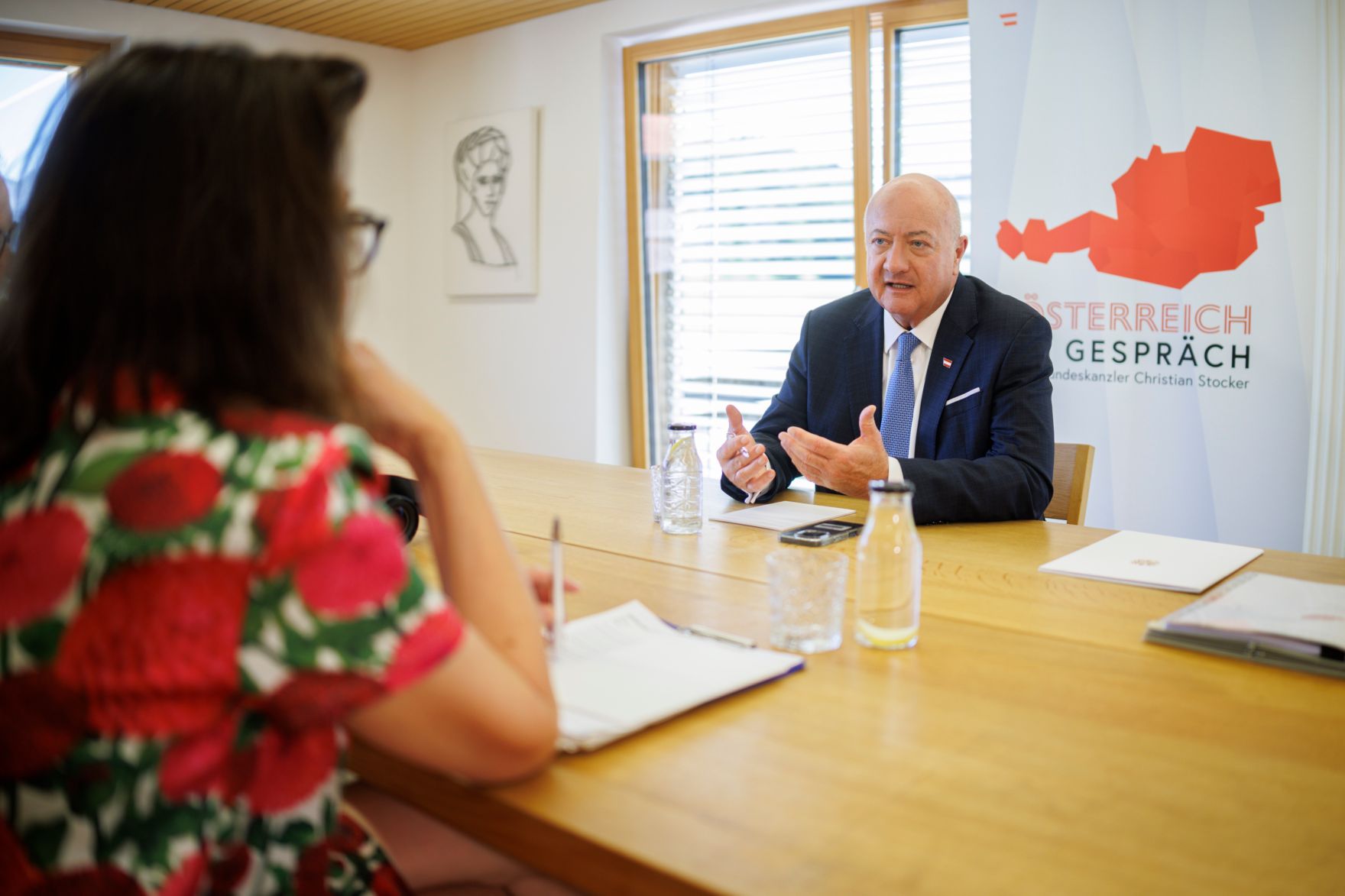 Am 24. Juli 2026 lud Bundeskanzler Christian Stocker (im Bild) zur Veranstaltung "&Ouml;sterreich im Gespr&auml;ch" in Schwarzenberg.