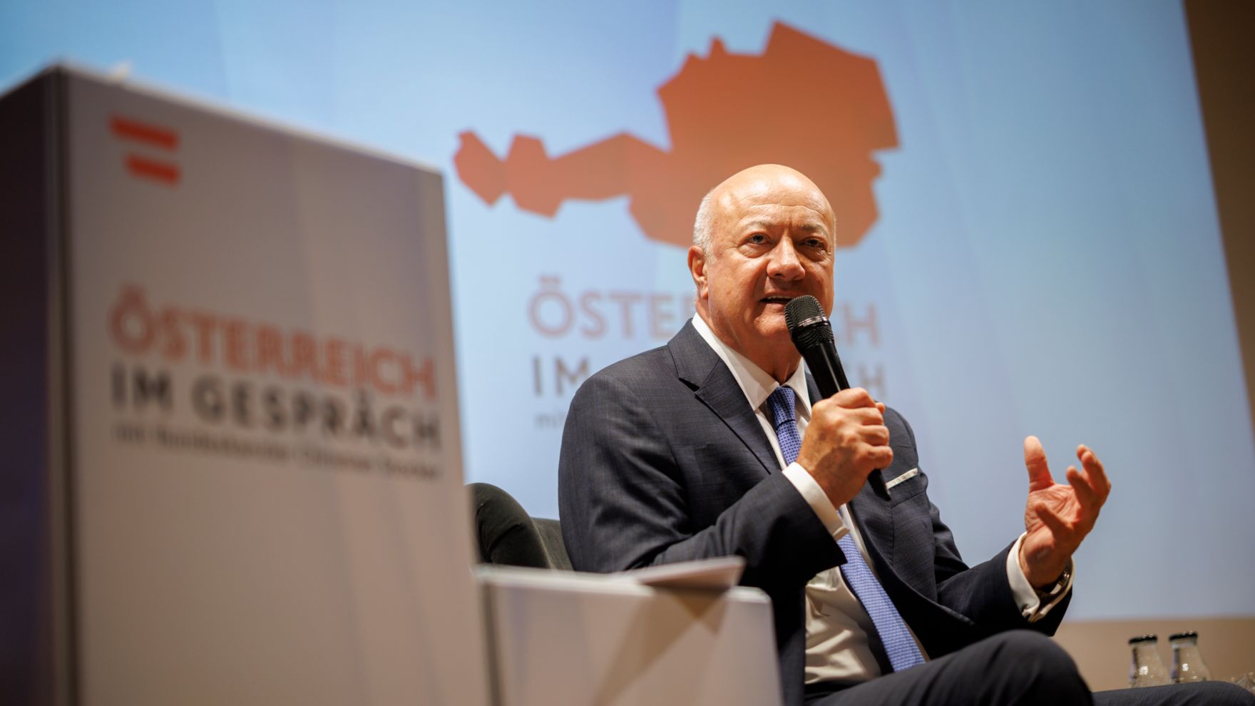 Am 24. Juli 2026 lud Bundeskanzler Christian Stocker (im Bild) zur Veranstaltung "&Ouml;sterreich im Gespr&auml;ch" in Schwarzenberg.