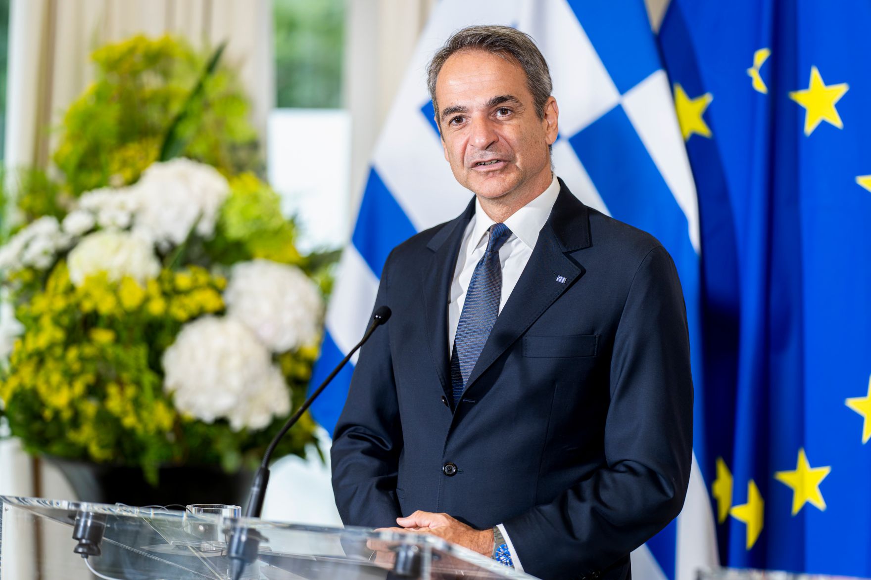 Am 27. Juli 2026 traf Bundeskanzler Christian Stocker den Premierminister der Hellenischen Republik Kyriakos Mitsotakis zu einem Arbeitsgespr&auml;ch. Im Bild bei der gemeinsamen Pressekonferenz.