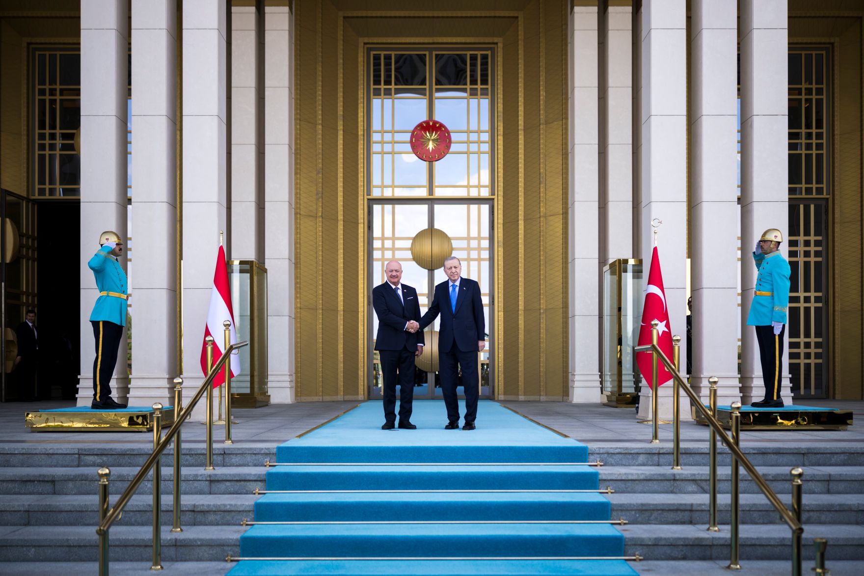 Am 10. August 2026 reiste Bundeskanzler Christian Stocker (l.) zu einem Arbeitsbesuch nach Ankara. Im Bild mit dem Pr&auml;sident der Republik T&uuml;rkei Recep Tayyip Erdoğan (r.).