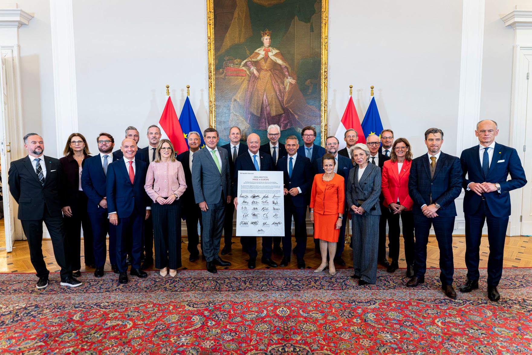 Am 14. Oktober 2026 nahmen Bundeskanzler Christian Stocker, Bundesminister Peter Hanke, Bundesminister Wolfgang Hattmannsdorfer, Staatssekret&auml;r Josef Schellhorn, VERBUND-Vorstandvorsitzender Michael Strugl und &Ouml;BB-Vorst&auml;ndin Manuela Waldner eine Pressekonferenz zur Unterzeichnung der &bdquo;Made in Europe Declaration&ldquo; teil.