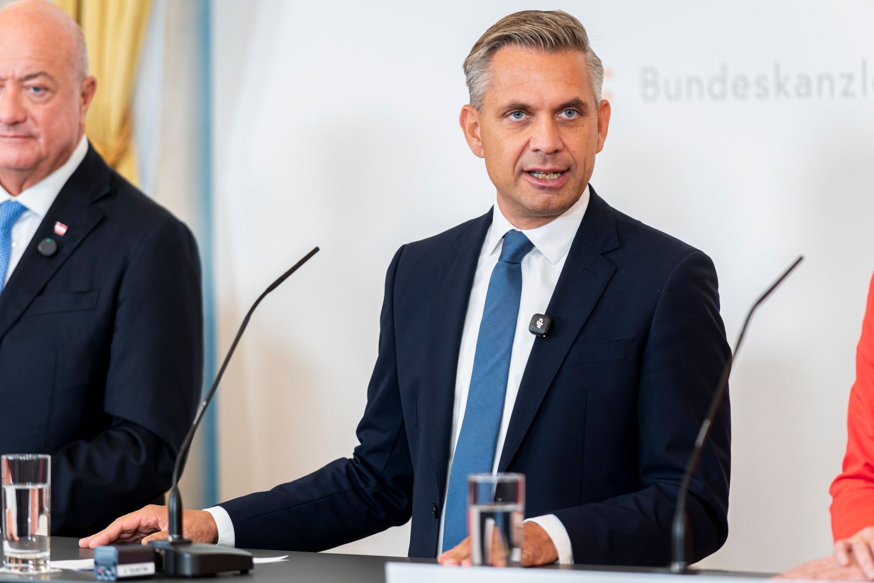 Am 14. Oktober 2026 nahmen Bundeskanzler Christian Stocker, Bundesminister Peter Hanke, Bundesminister Wolfgang Hattmannsdorfer (im Bild), Staatssekret&auml;r Josef Schellhorn, VERBUND-Vorstandvorsitzender Michael Strugl und &Ouml;BB-Vorst&auml;ndin Manuela Waldner eine Pressekonferenz zur Unterzeichnung der &bdquo;Made in Europe Declaration&ldquo; teil.