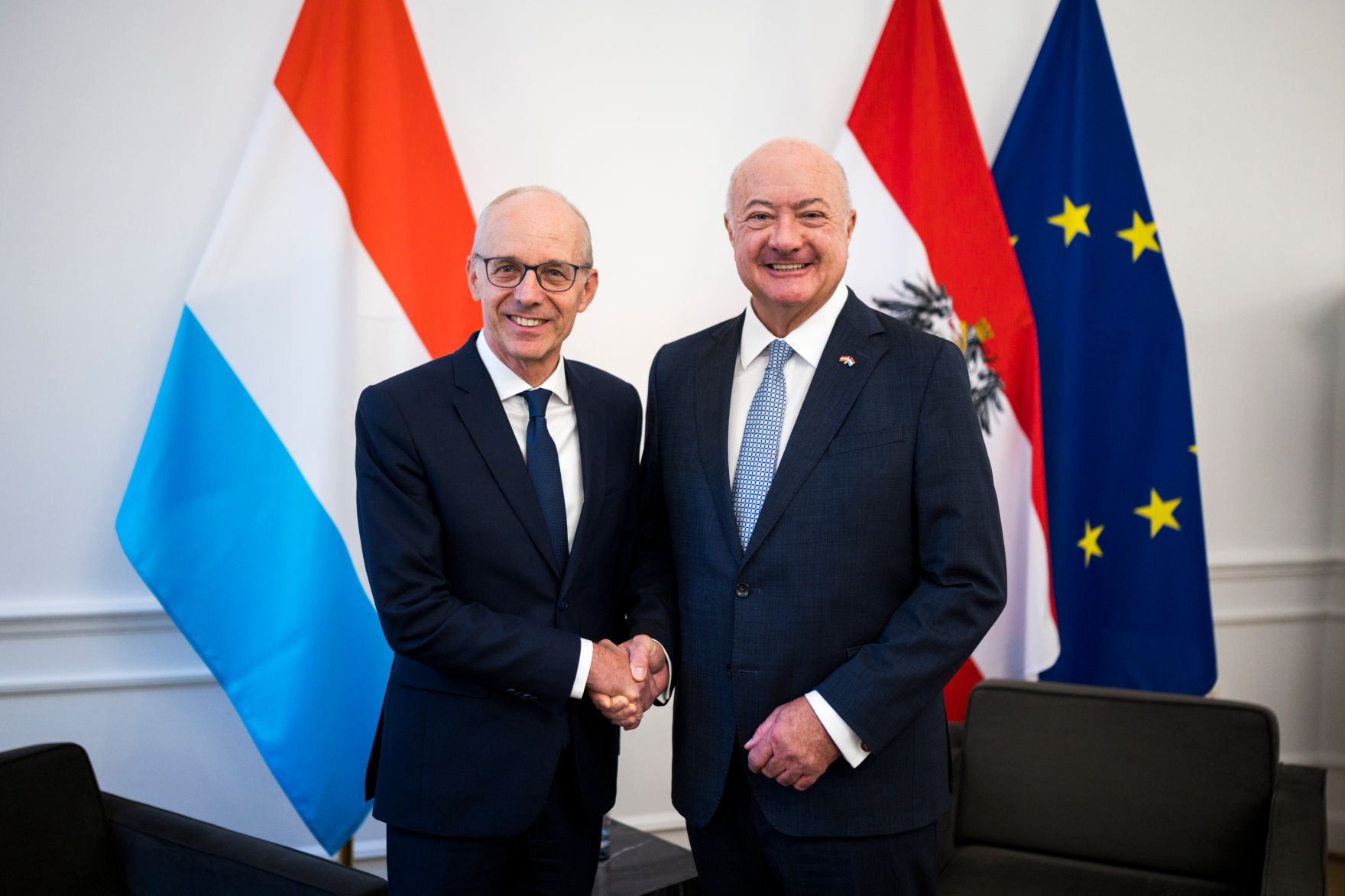 Am 29. Juli 2026 empfing Bundeskanzler Christian Stocker (r.) den Premierminister des Gro&szlig;herzogtums Luxemburg Luc Frieden (l.) zu einem Gespr&auml;ch.
