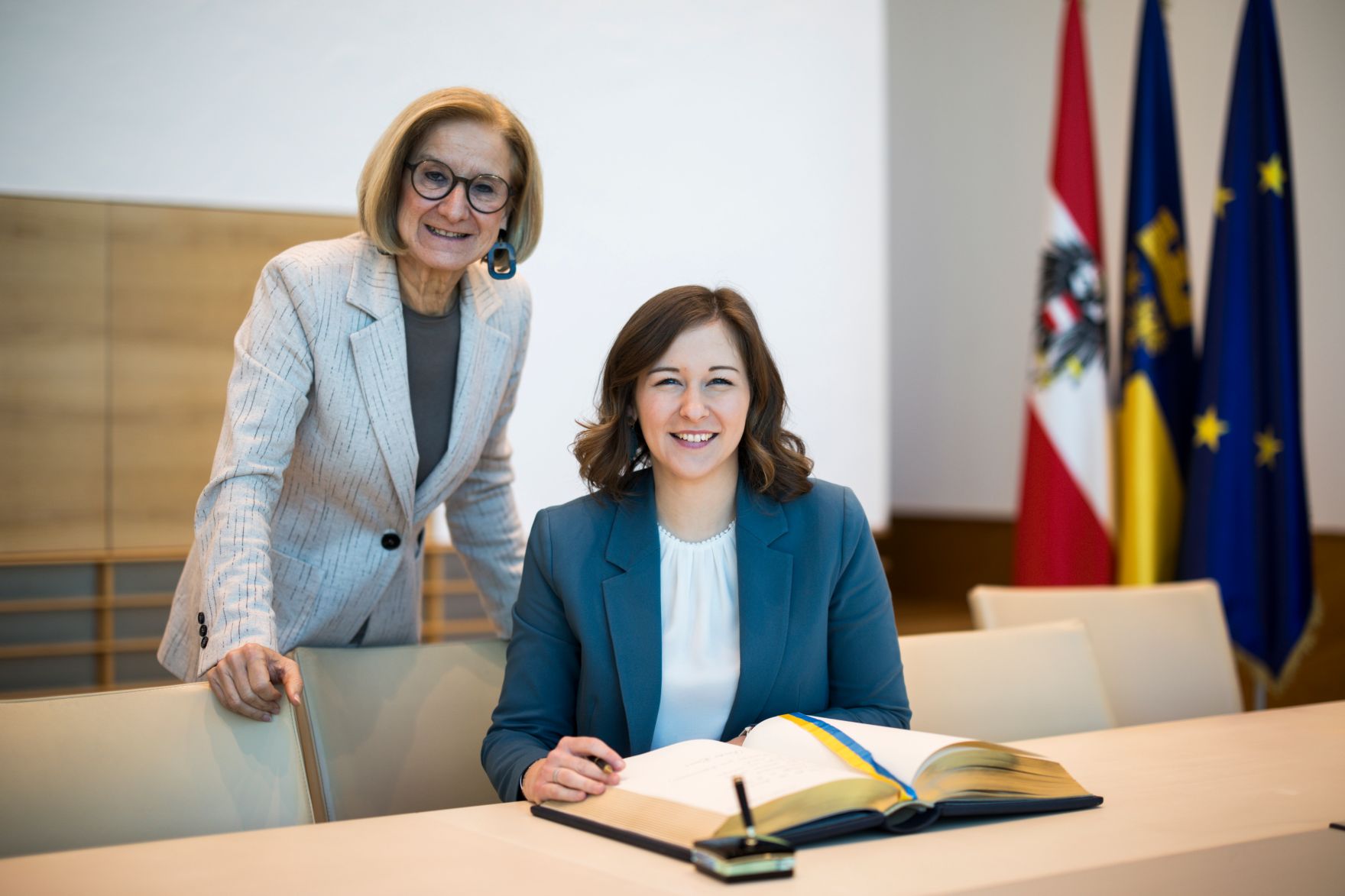 Am 27. J&auml;nner 2026 besuchte Bundesministerin Claudia Bauer (l.) Landeshauptfrau Johanna Mikl-Leitner (r.).