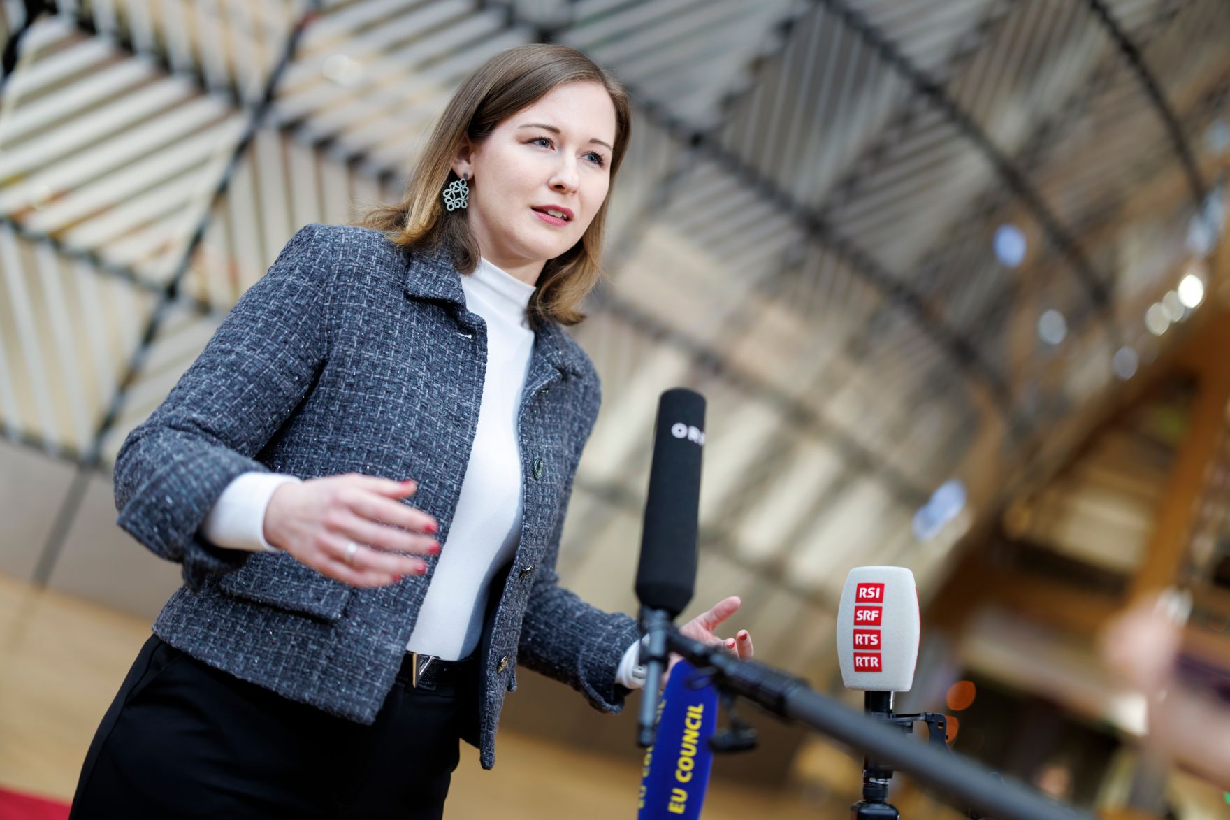 Am 24. Februar 2026 reiste Bundesministerin Claudia Bauer nach Br&uuml;ssel und nahm am Rat f&uuml;r &bdquo;Allgemeine Angelegenheiten&ldquo; der Europ&auml;ischen Union teil. Im Bild beim Doorstep.