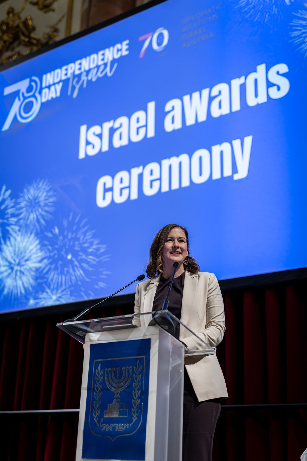 Am 6. Mai 2026 nahm Bundesministerin Claudia Bauer (im Bild) an den Feierlichkeiten anl&auml;sslich des Israelischen Unabh&auml;ngigkeitstages im Palais Liechtenstein teil.