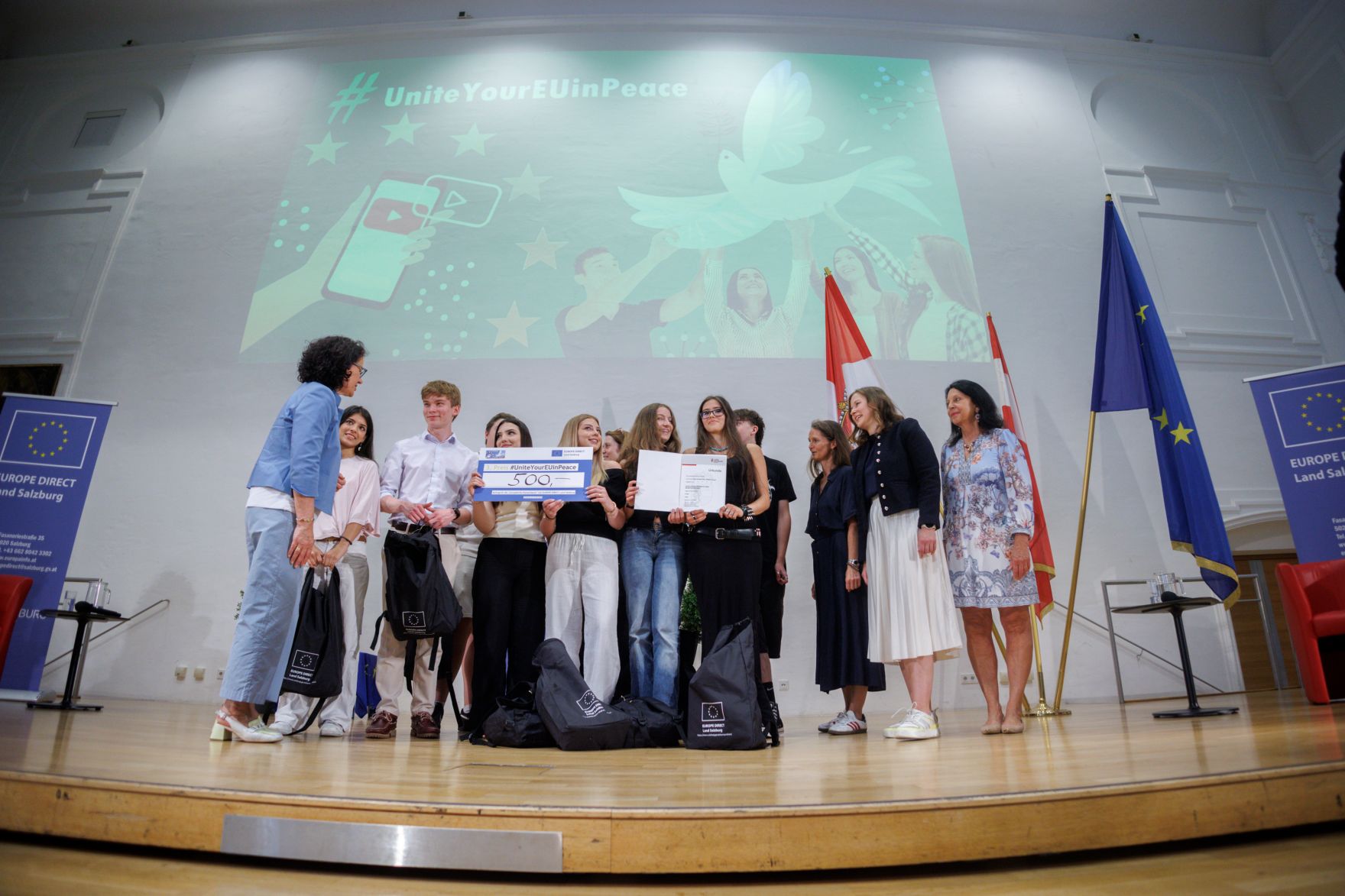 Am 22. Juni 2026 nahm Bundesministerin Claudia Bauer (im Bild) im Rahmen ihres Bundesl&auml;ndertages an der Preisverleihung des EU-Online-Video-Wettbewerbs #UniteYourEUinPeace teil.