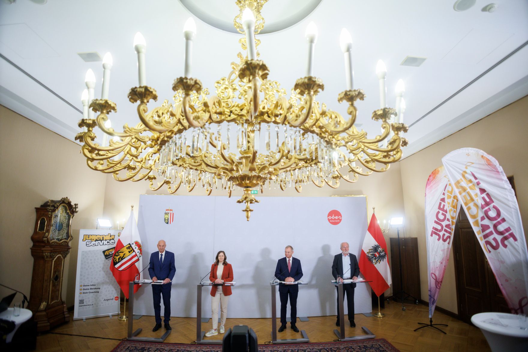 Am 23. Juni 2026 nahm Bundesministerin Claudia Bauer (2.v.l.) im Rahmen ihres Bundesl&auml;ndertages an der Pressekonferenz zum Bundesjugendsingen teil.