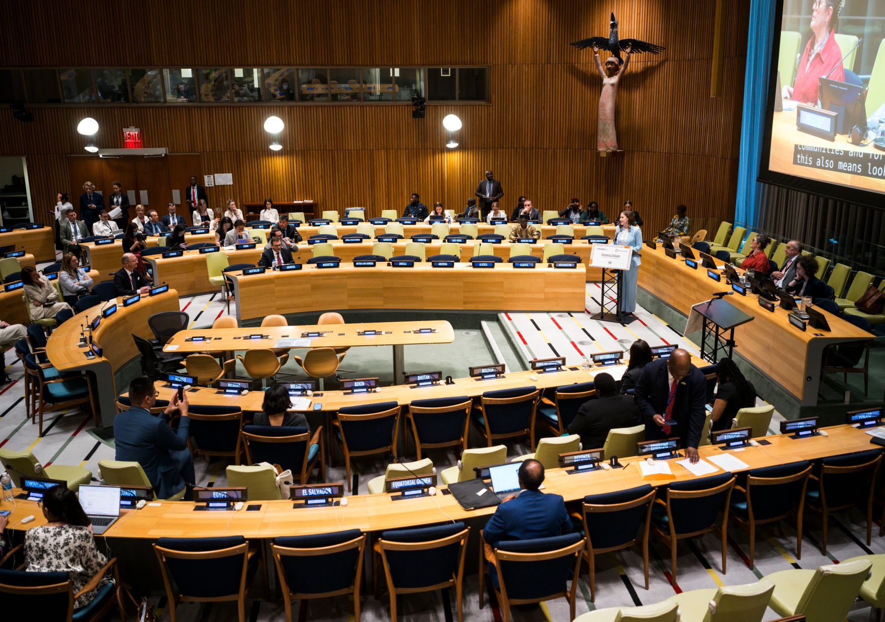 Am 13. Juli 2026 reiste Bundesministerin Claudia Bauer zu einem mehrt&auml;gigen Arbeitsbesuch nach New York. Im Bild bei einer Rede im Rahmen der Generaldebatte des hochrangigen politischen Forums.