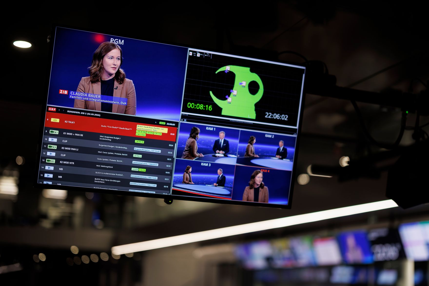 Am 2. September 2026 war Bundesministerin Claudia Bauer (im Bild) zu Gast bei der ZIB 2 Sendung des ORF.