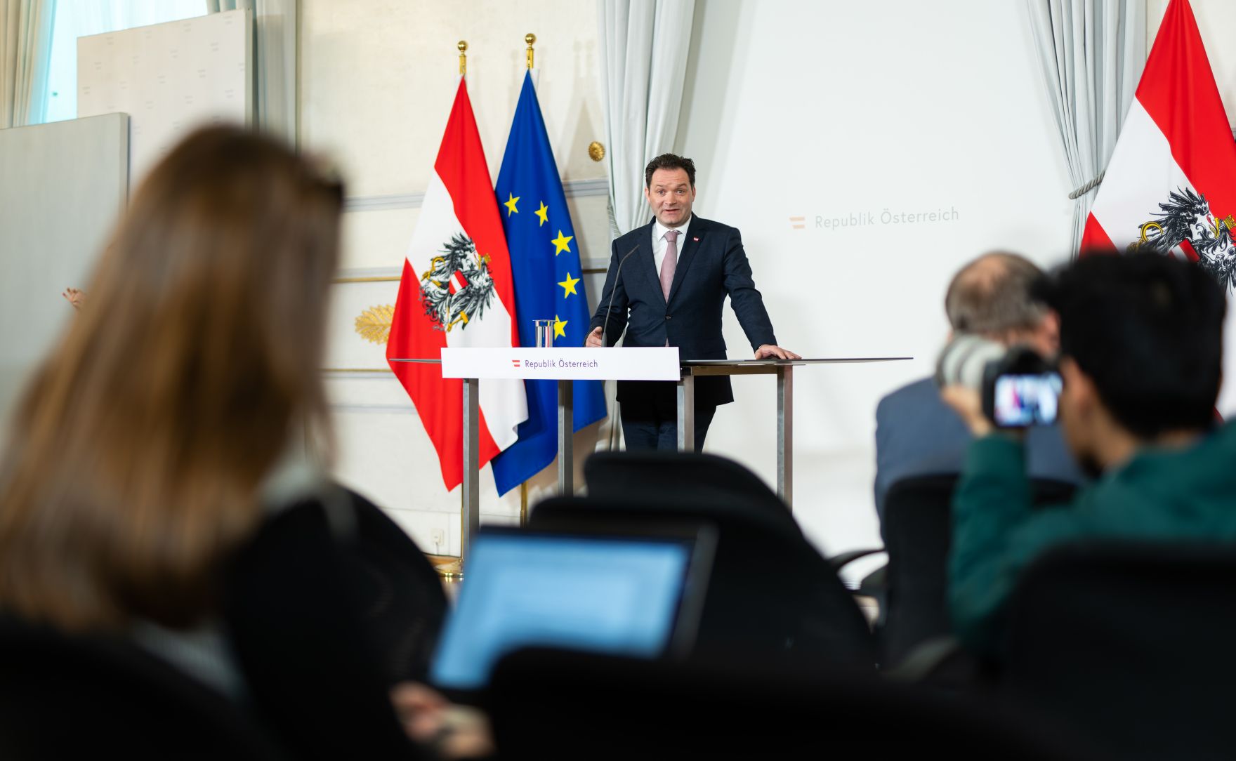 Am 14. Februar 2024 nahm Bundesminister Norbert Totschnig am Doorstep vor dem Ministerrat teil.