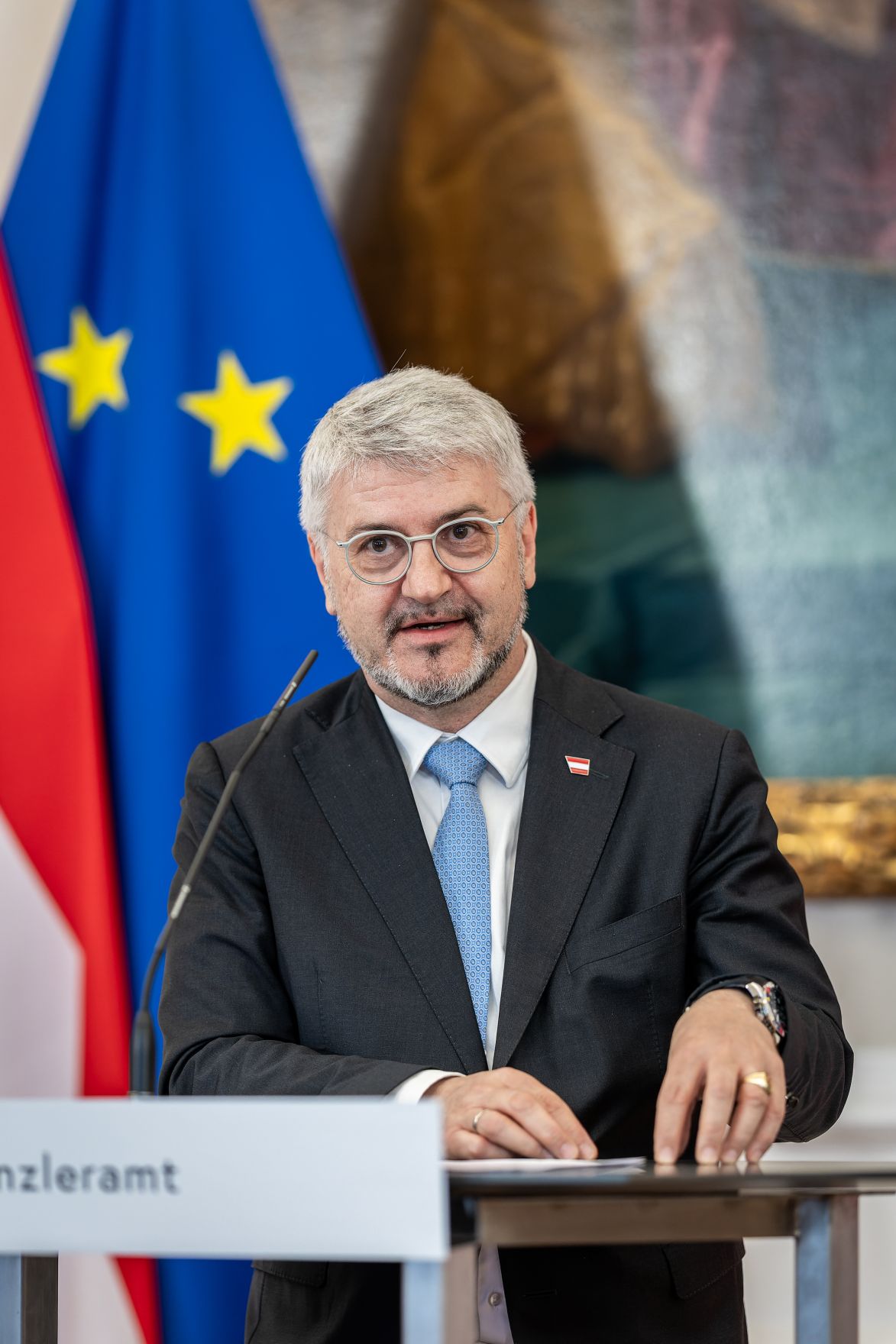 Am 21. April 2026 gab der Regierungsberater f&uuml;r nationale Sicherheit und Krisenvorsorge Peter Vorhofer (im Bild), eine Pressekonferenz im Bundeskanzleramt um &uuml;ber Aktuelles aus dem Koordinationsgremium zu berichten.