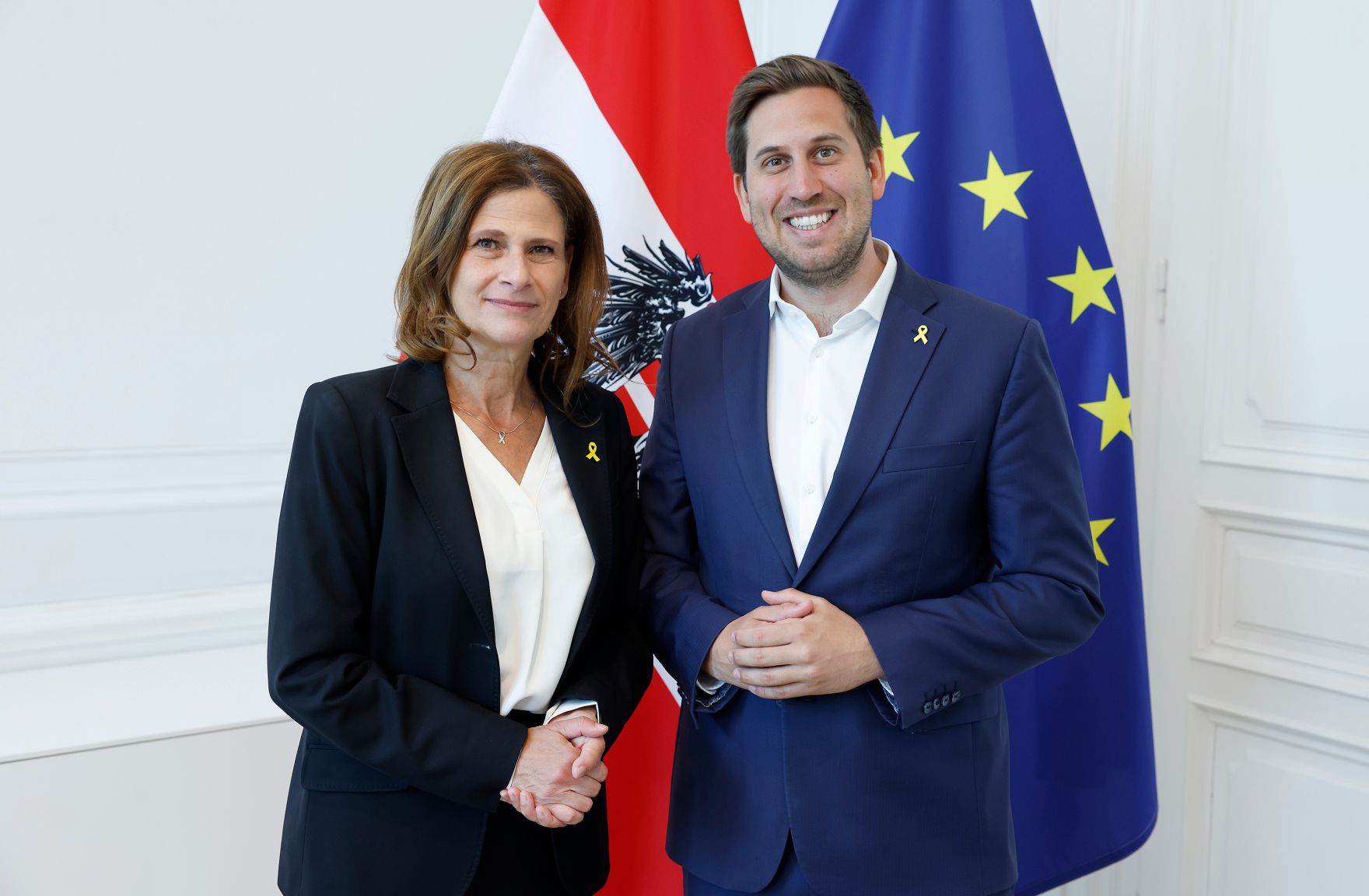 Am 14. Mai 2025 empfing Staatssekret&auml;r Alexander Pr&ouml;ll (r.) die israelische Antisemitismus-Beauftragte Michal Cotler-Wunsh (l.) zu einem Arbeitsgespr&auml;ch im Bundeskanzleramt.