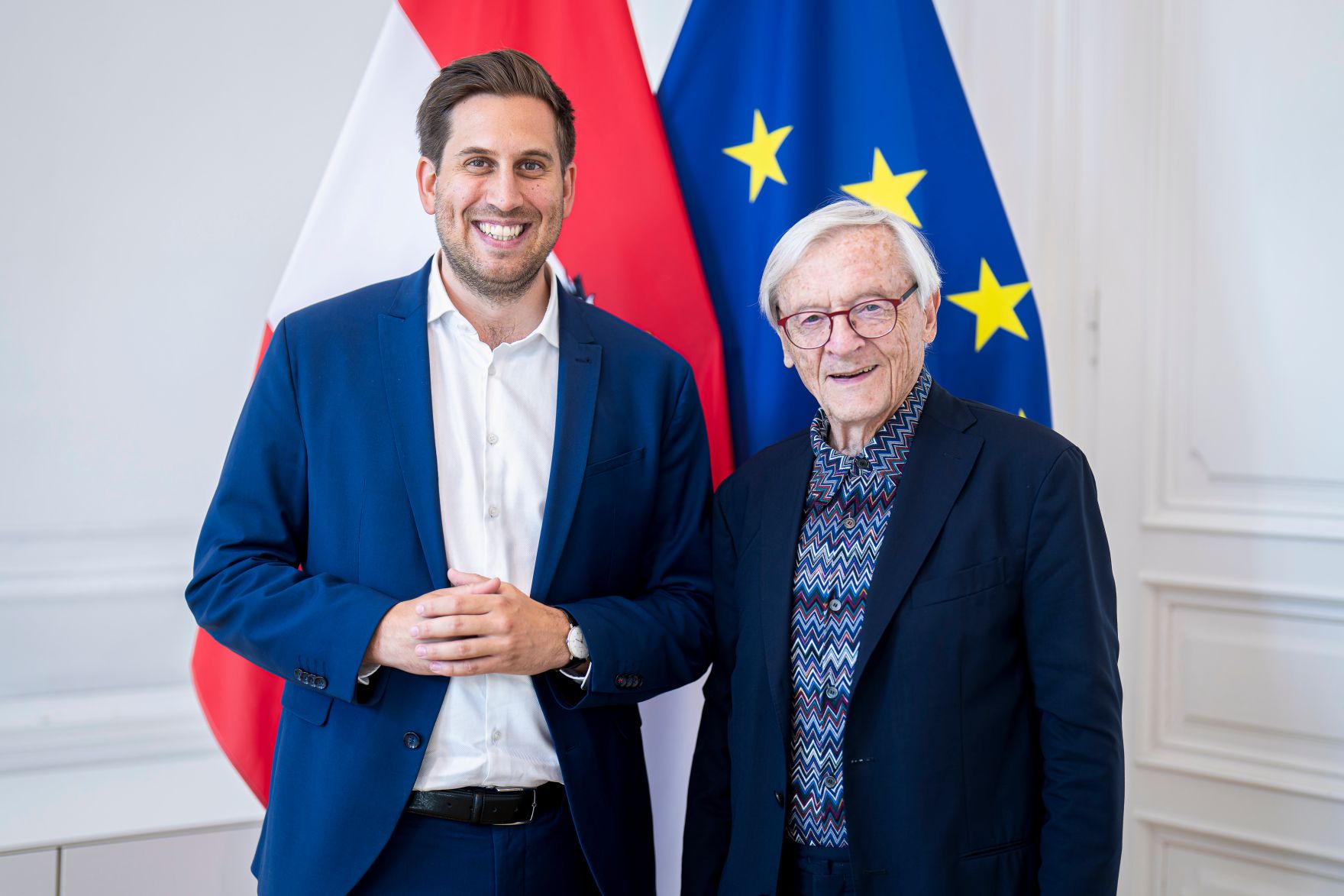 Am 18. Juni 2025 empfing Staatssekret&auml;r Alexander Pr&ouml;ll (l.) Bundeskanzler a.D. Wolfgang Sch&uuml;ssel (r.) zu einem Arbeitsgespr&auml;ch.